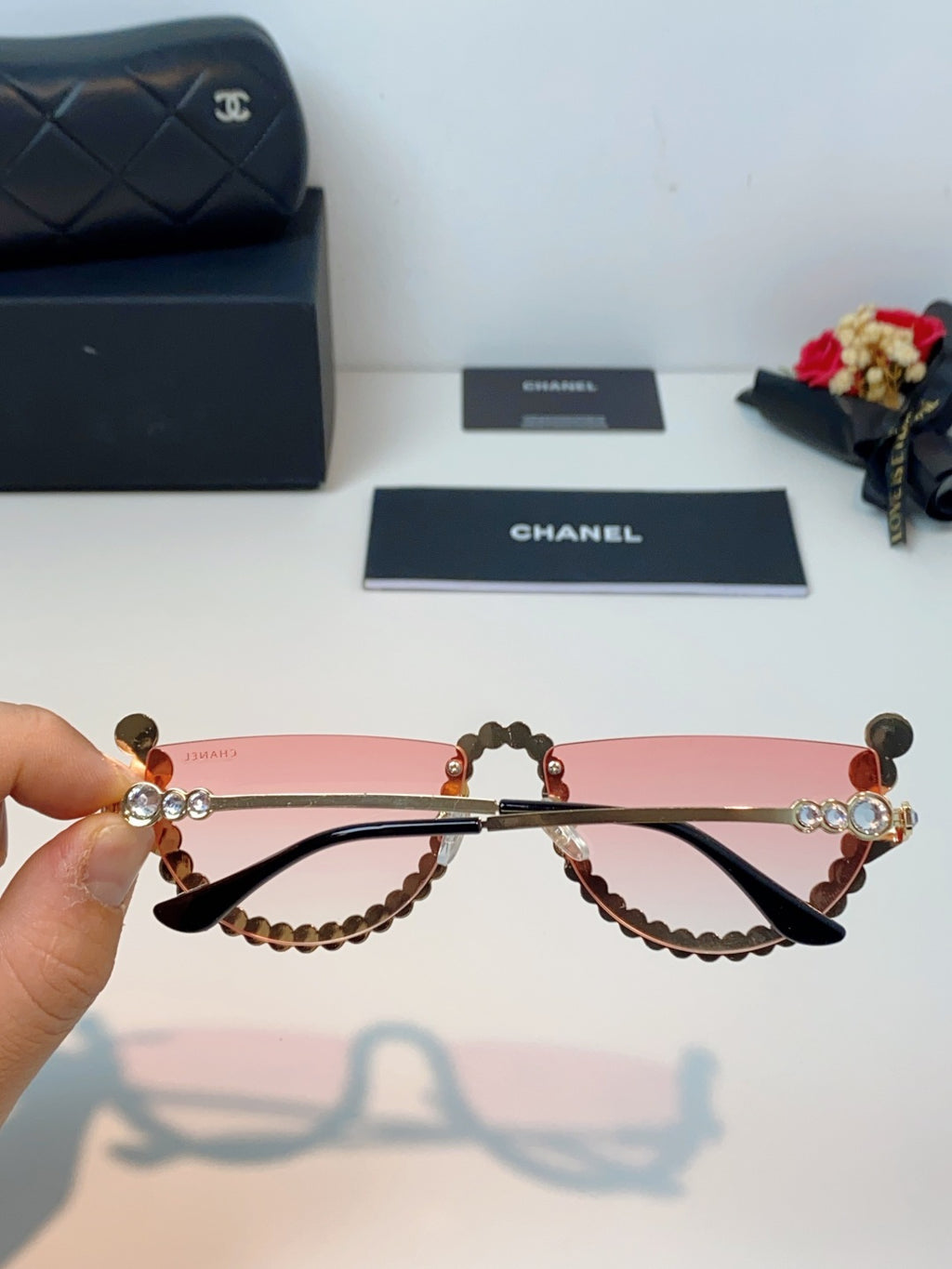Chanel Metal Browline Pink Lens Sunglasses for Women - detail image 5