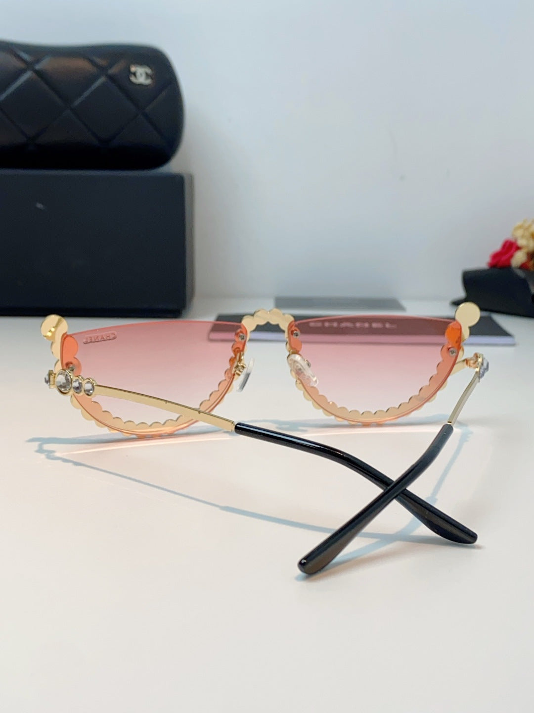 Chanel Metal Browline Pink Lens Sunglasses for Women - detail image 3