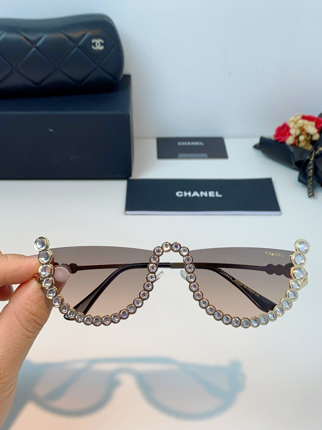 Chanel Metal Browline Brown Lens Sunglasses for Women - 431654 - detail image 4