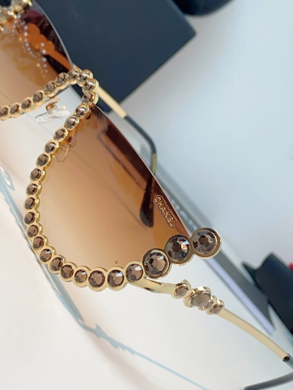 Chanel Metal Browline Brown Lens Sunglasses for Women - detail image 7