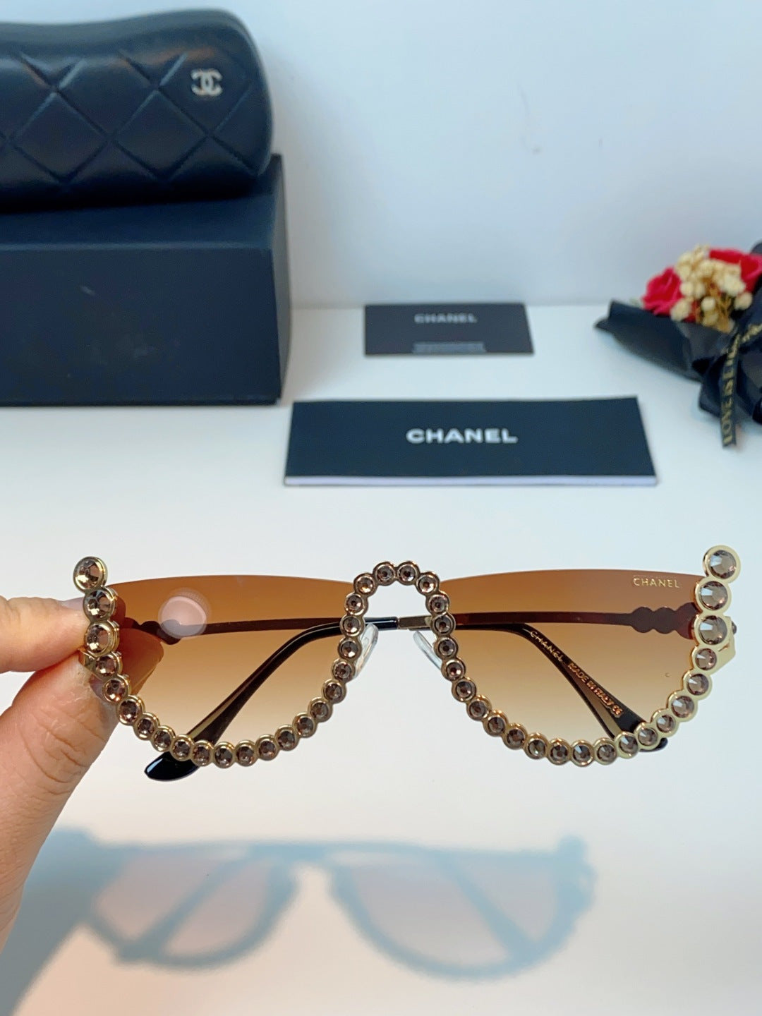 Chanel Metal Browline Brown Lens Sunglasses for Women - detail image 4
