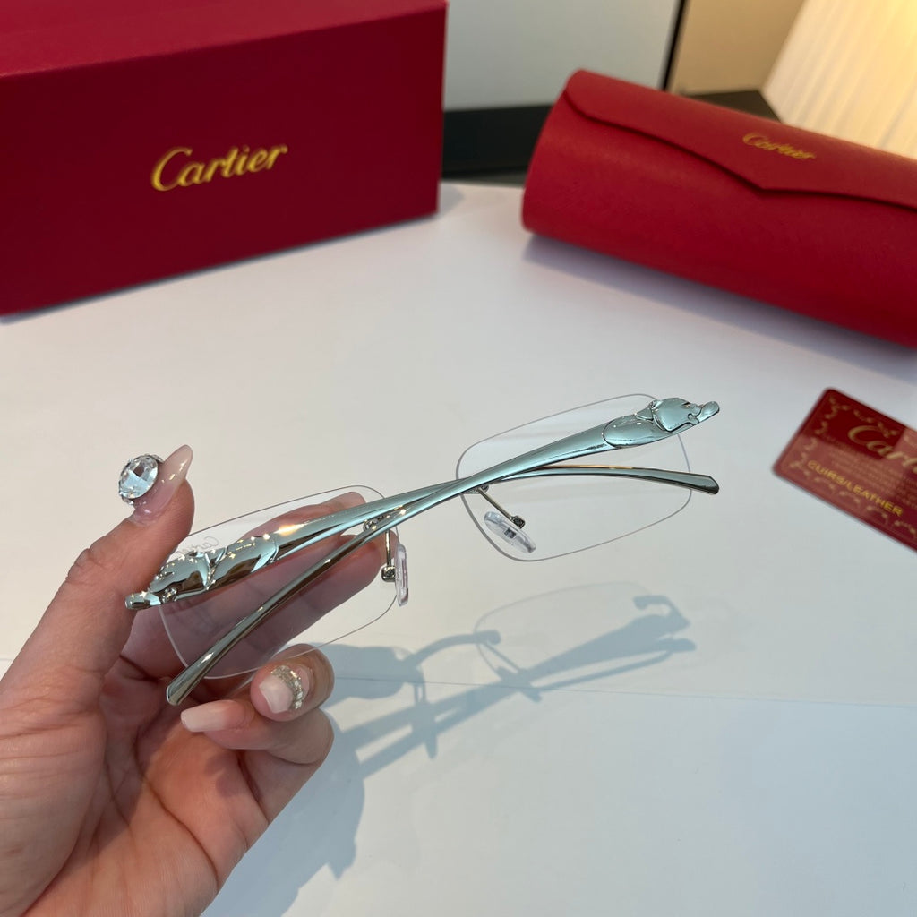 Cartier Lightweight Metal Rimless Blue Lens Sunglasses for Men & Wome - 382832 - detail image 11