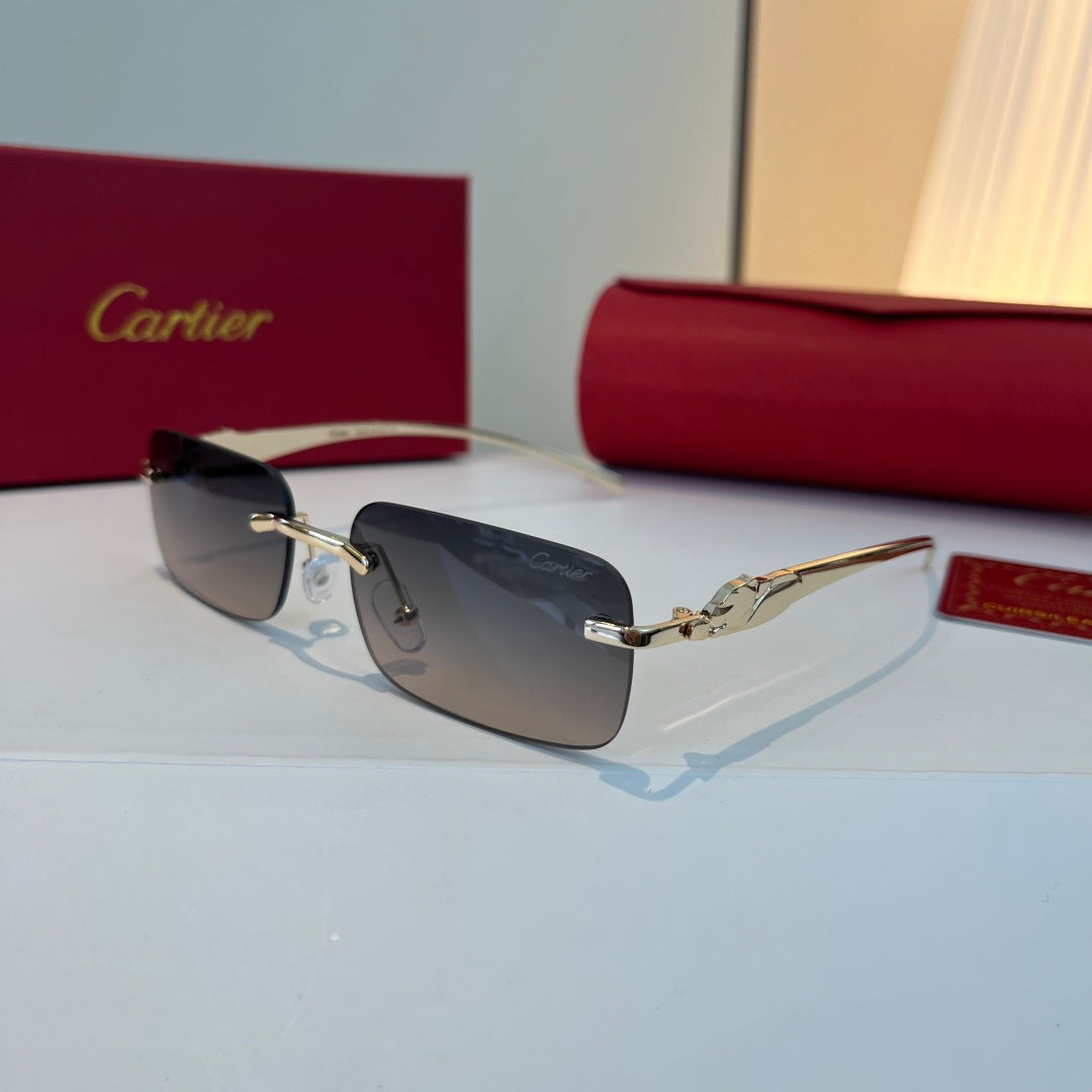 Cartier Lightweight Metal Rimless Blue Lens Sunglasses for Men & Wome - 432266 - detail image 3