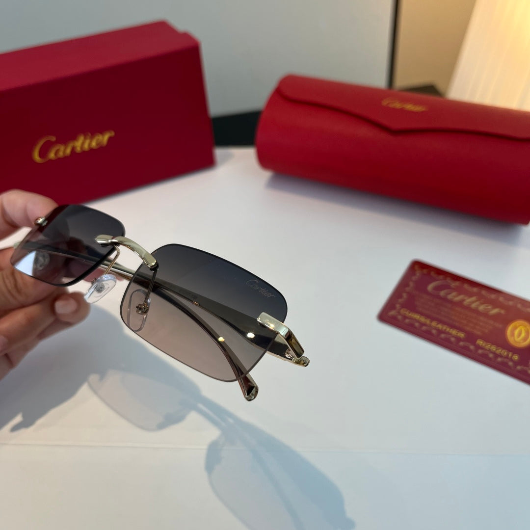 Cartier Lightweight Metal Rimless Blue Lens Sunglasses for Men & Wome - 382832 - detail image 6