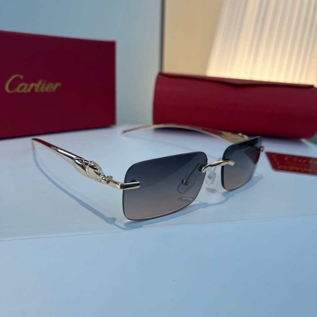 Cartier Lightweight Metal Rimless Blue Lens Sunglasses for Men & Wome - 382832