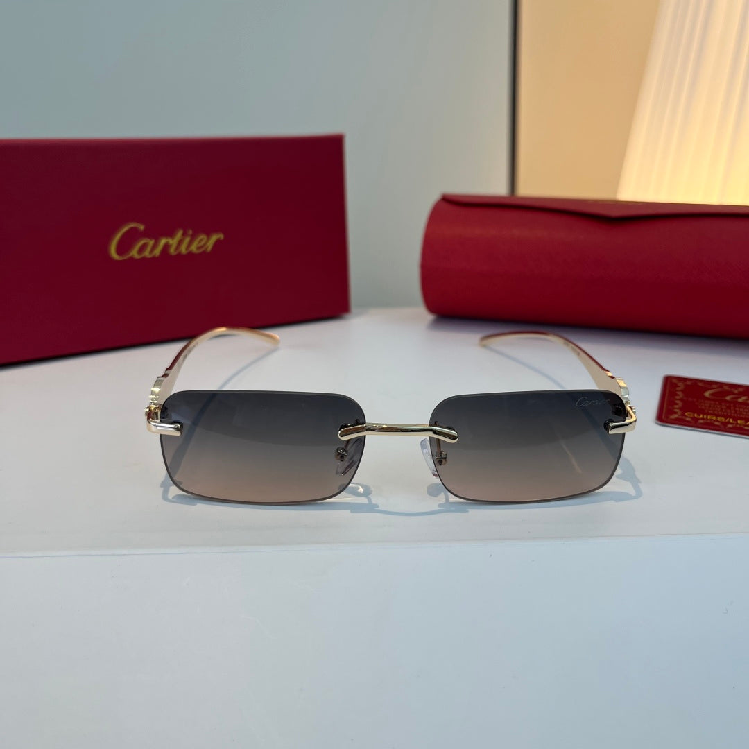 Cartier Lightweight Metal Rimless Blue Lens Sunglasses for Men & Wome - 382832 - detail image 2