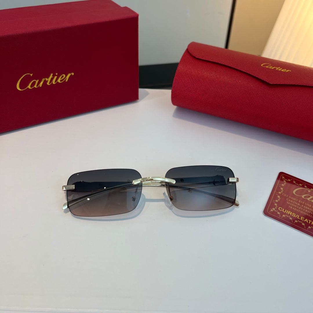 Cartier Lightweight Metal Rimless Blue Lens Sunglasses for Men & Wome - 382832 - detail image 5