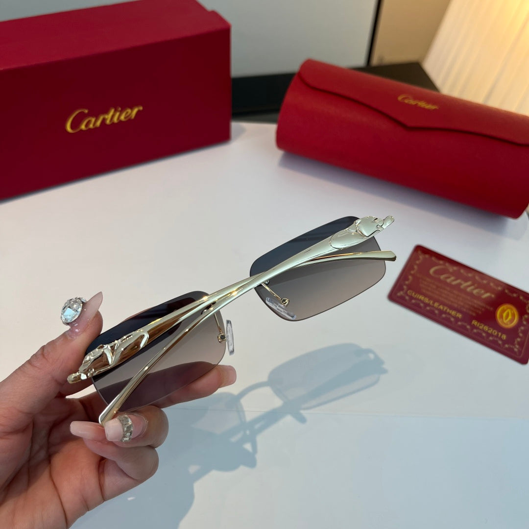 Cartier Lightweight Metal Rimless Blue Lens Sunglasses for Men & Wome - 382832 - detail image 8