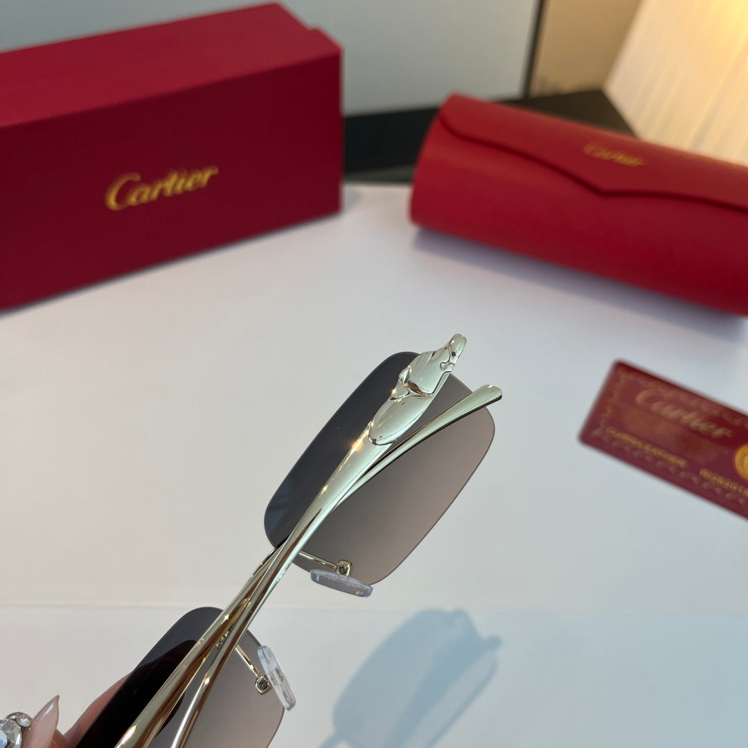 Cartier Lightweight Metal Rimless Blue Lens Sunglasses for Men & Wome - 382832 - detail image 7