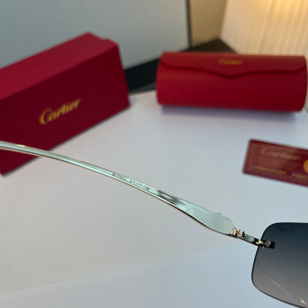 Cartier Lightweight Metal Rimless Blue Lens Sunglasses for Men & Wome - 432266 - detail image 9