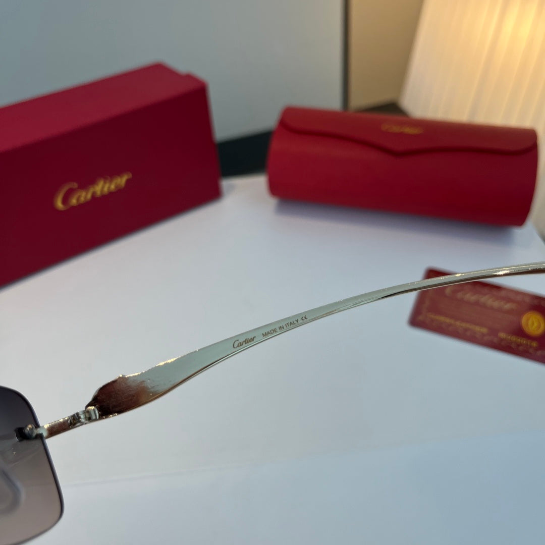 Cartier Lightweight Metal Rimless Blue Lens Sunglasses for Men & Wome - 382832 - detail image 10