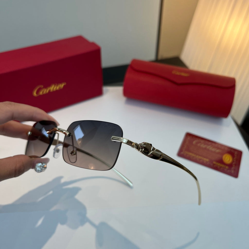 Cartier Lightweight Metal Rimless Blue Lens Sunglasses for Men & Wome - 382832 - detail image 4