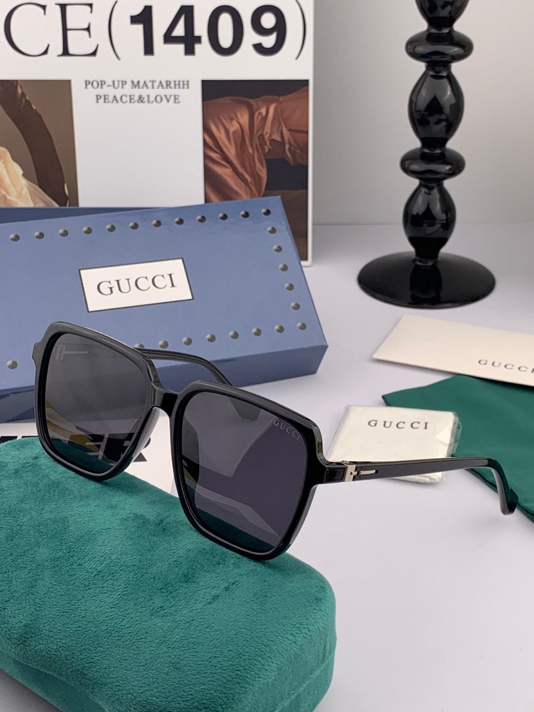 Gucci G3905 Metal Square Black Lens Sunglasses for Men & Women - 934083 - detail image 4