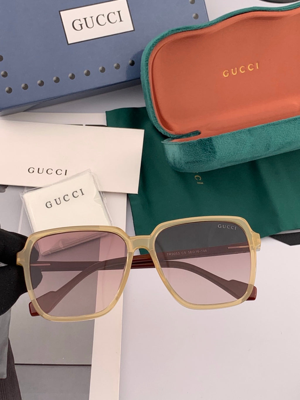 Gucci G3905 Metal Square Black Lens Sunglasses for Men & Women - 934083