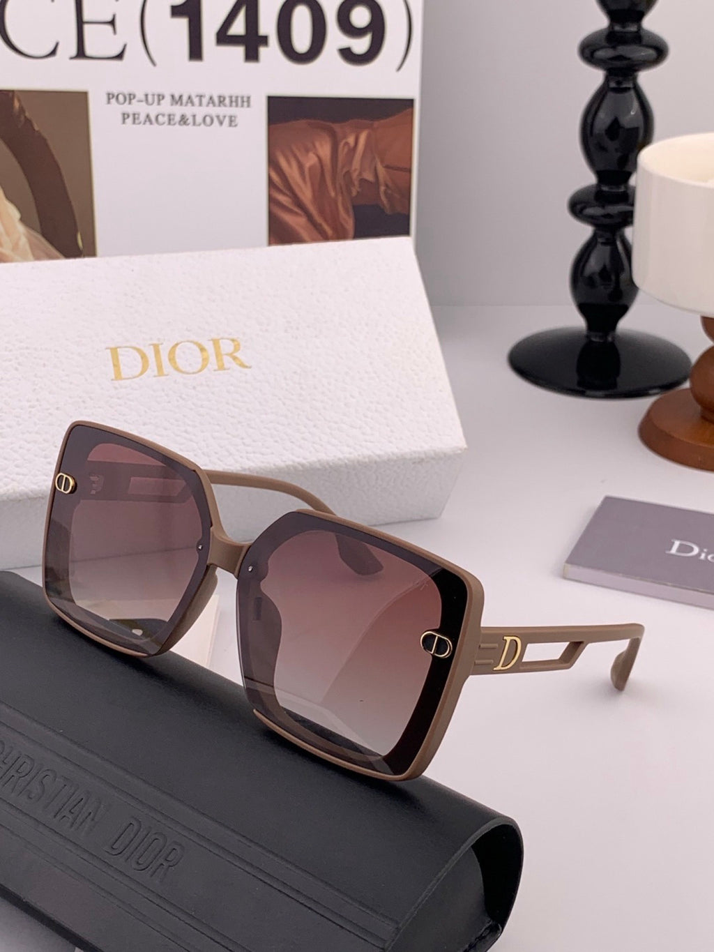 Dior CD3227 Polarized Square Red Lens Sunglasses for Women - 934550 - detail image 4
