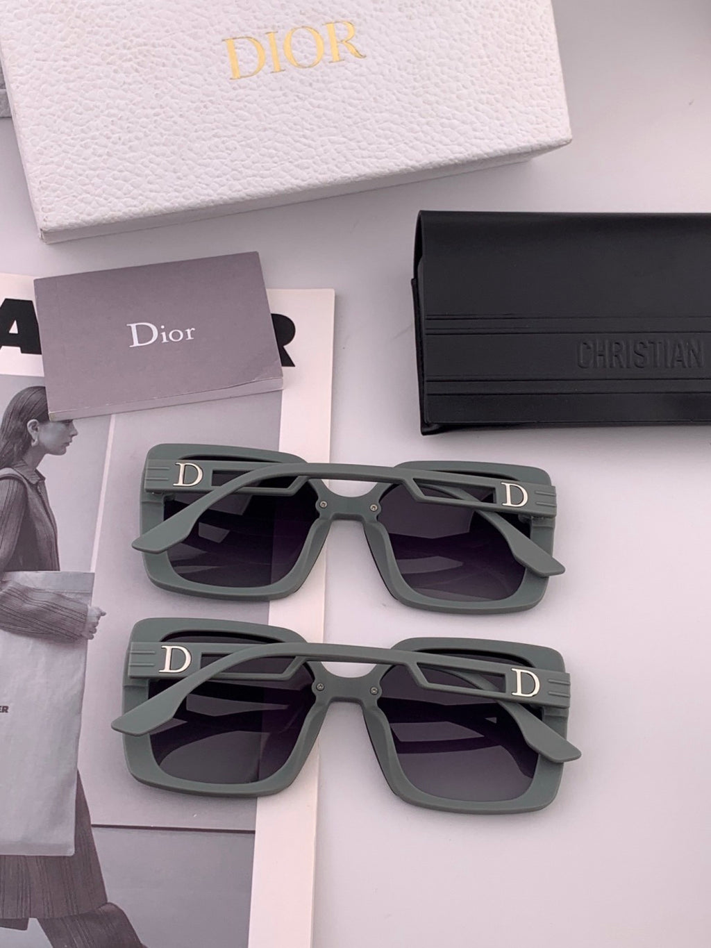 Dior CD3227 Polarized Square Red Lens Sunglasses for Women - 934550 - detail image 6