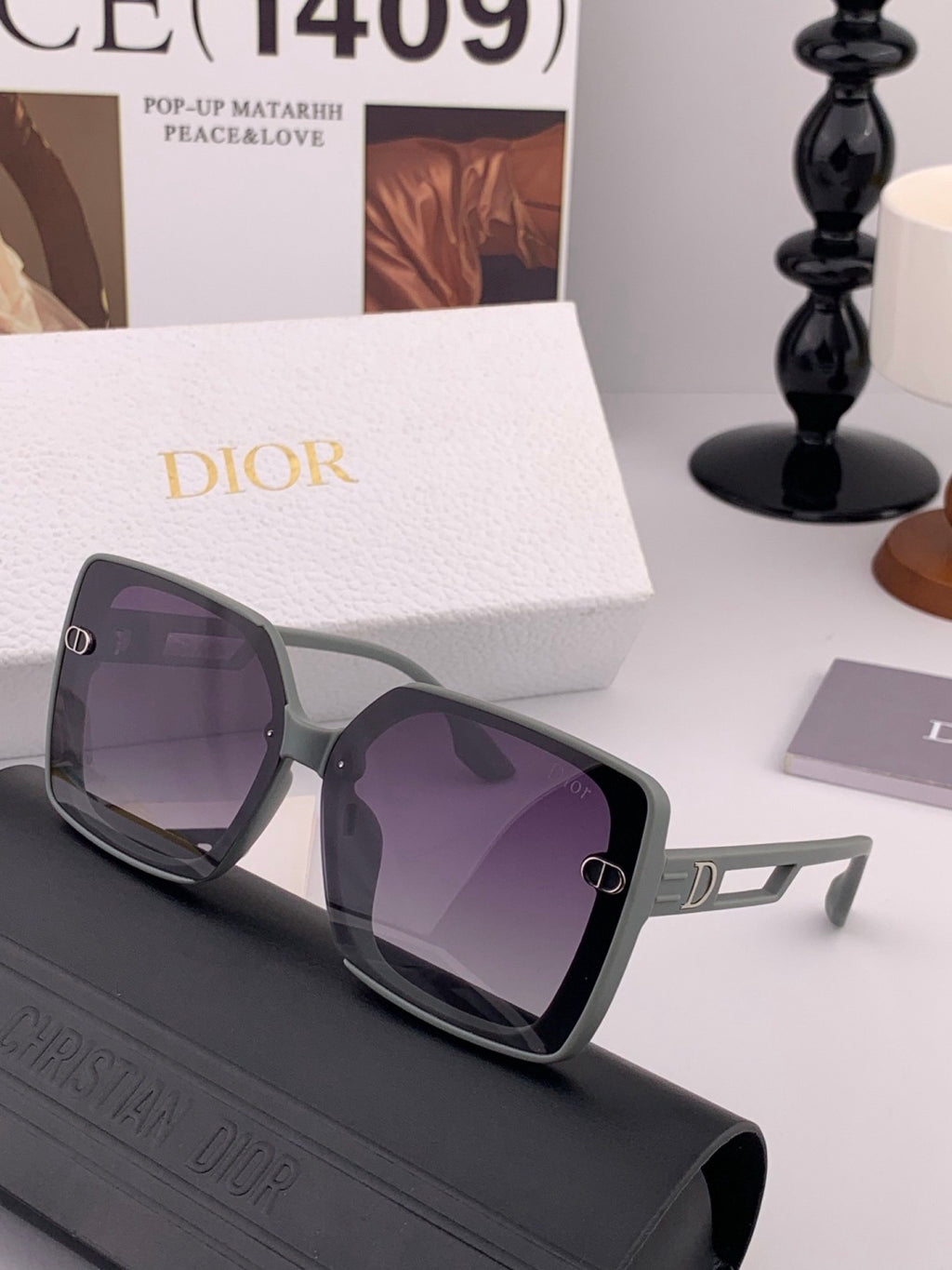 Dior CD3227 Polarized Square Red Lens Sunglasses for Women - 934550 - detail image 3