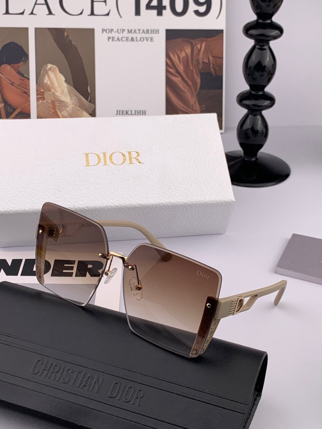 Dior CD6971 Square Brown Lens Sunglasses for Women - detail image 2