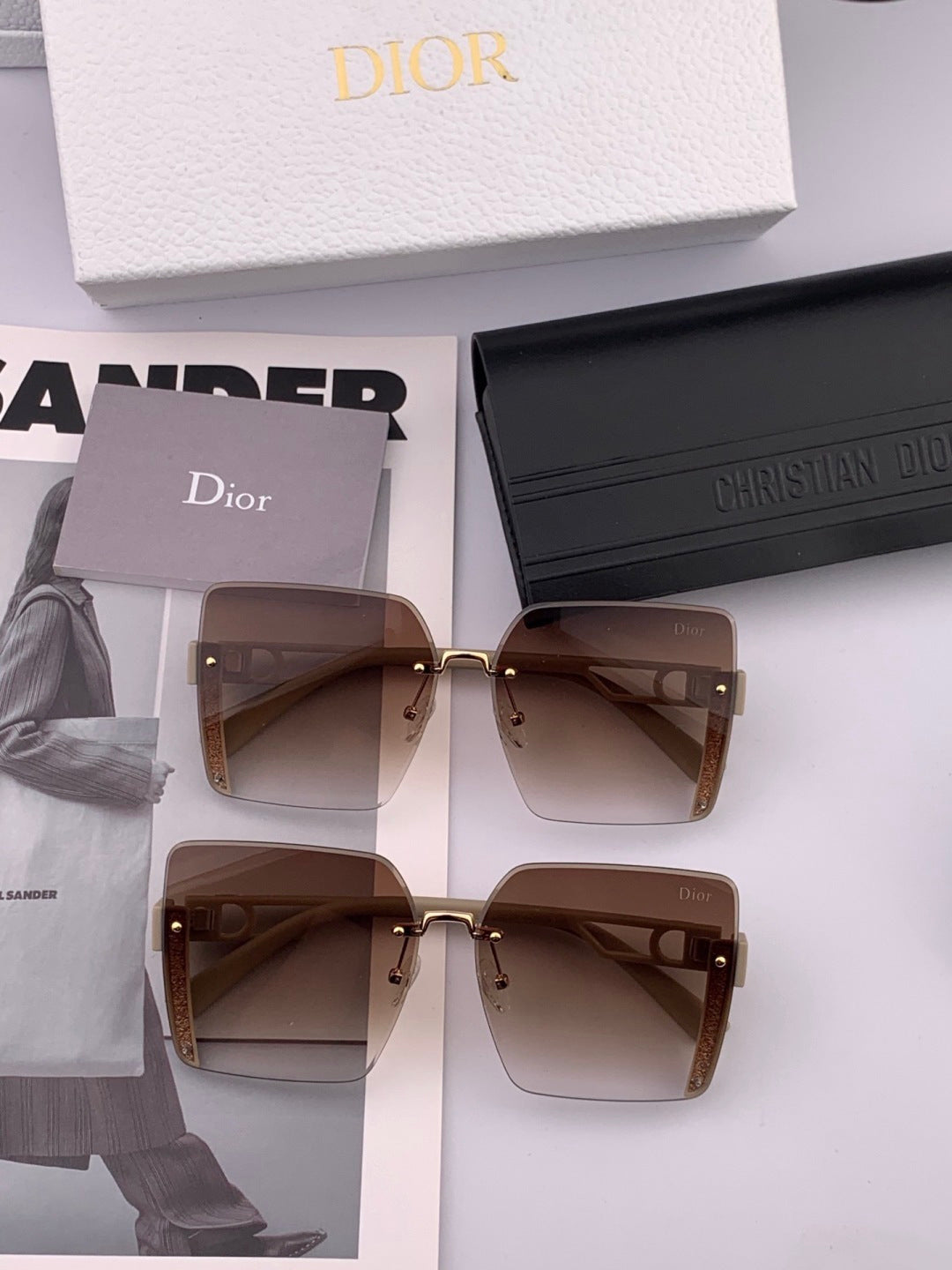Dior CD6971 Square Brown Lens Sunglasses for Women - detail image 6