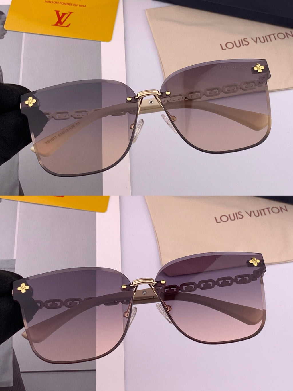 Louis Vuitton L7101 Square Gray Lens Sunglasses for Men & Women - detail image 6