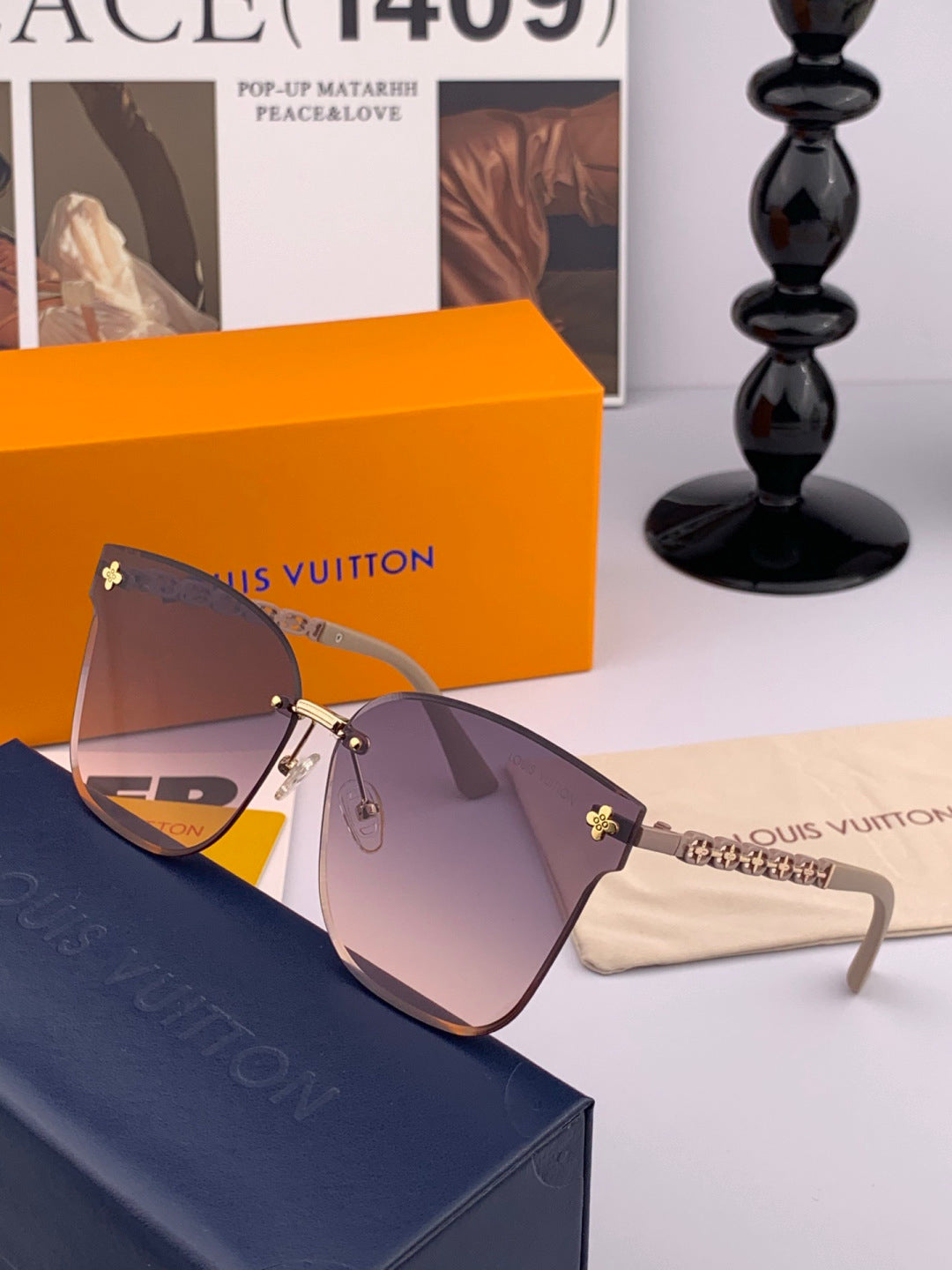 Louis Vuitton L7101 Square Gray Lens Sunglasses for Men & Women - detail image 3
