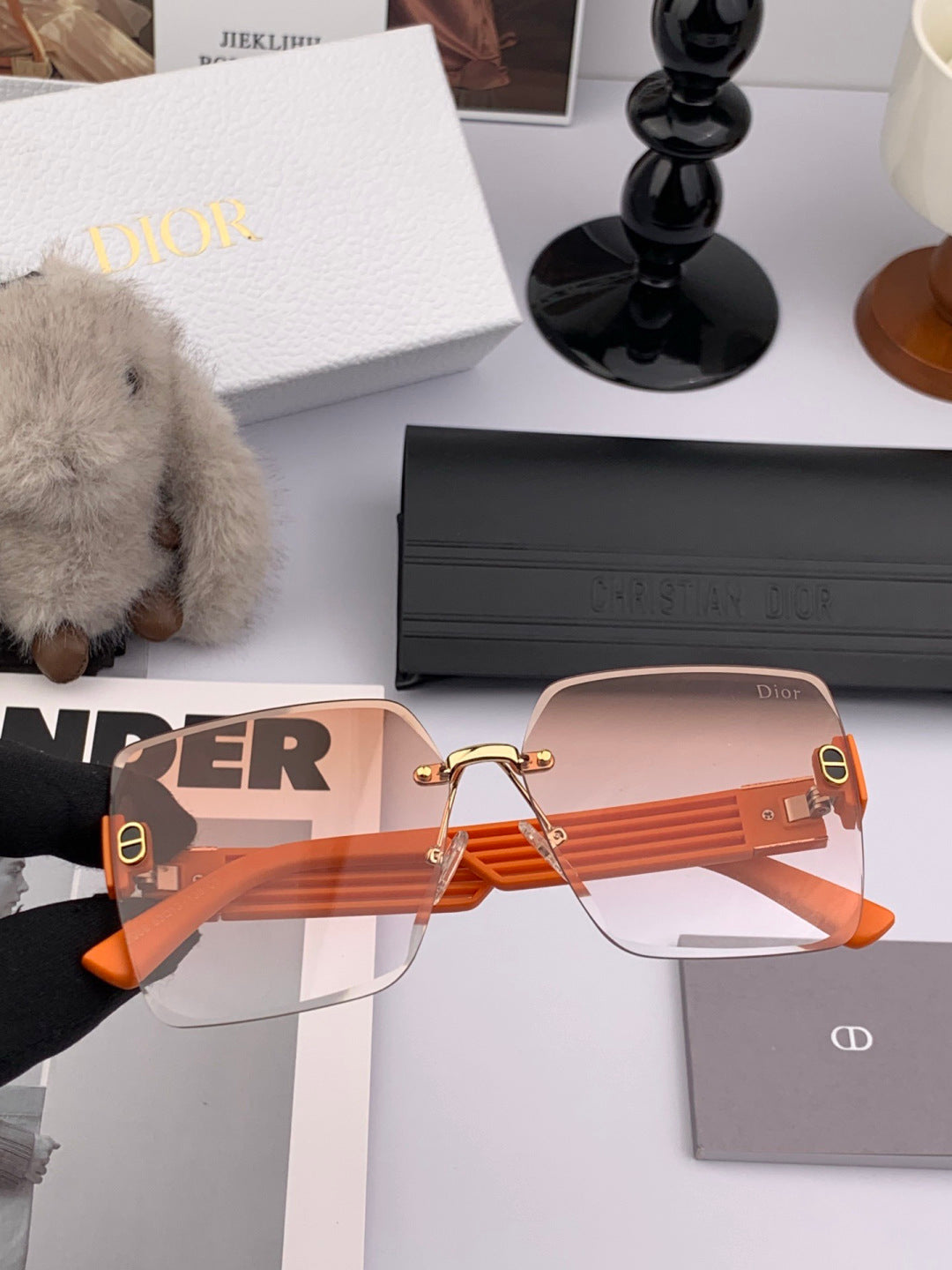 Dior D6296 Square Pink Lens Sunglasses for Men & Women