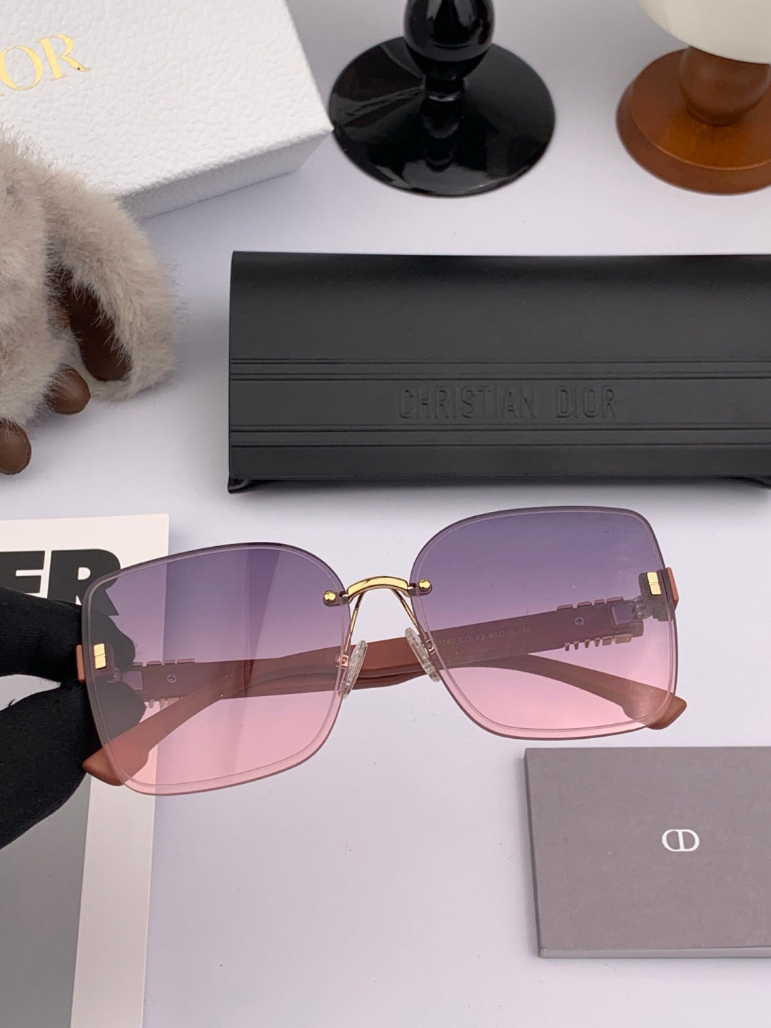 Dior Square Gold Lens Sunglasses for Women - 934553
