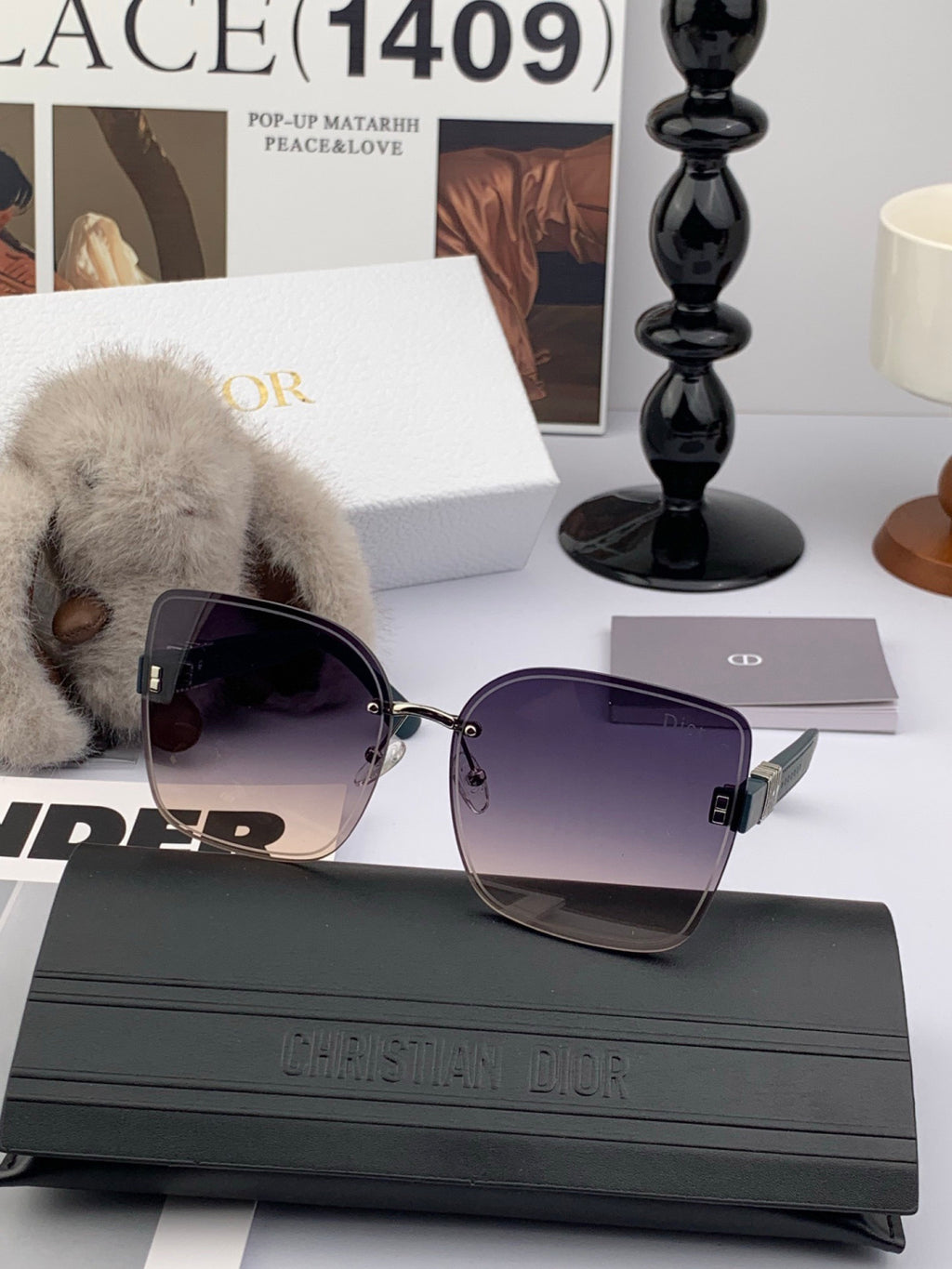 Dior Square Gold Lens Sunglasses for Women - 934553 - detail image 4