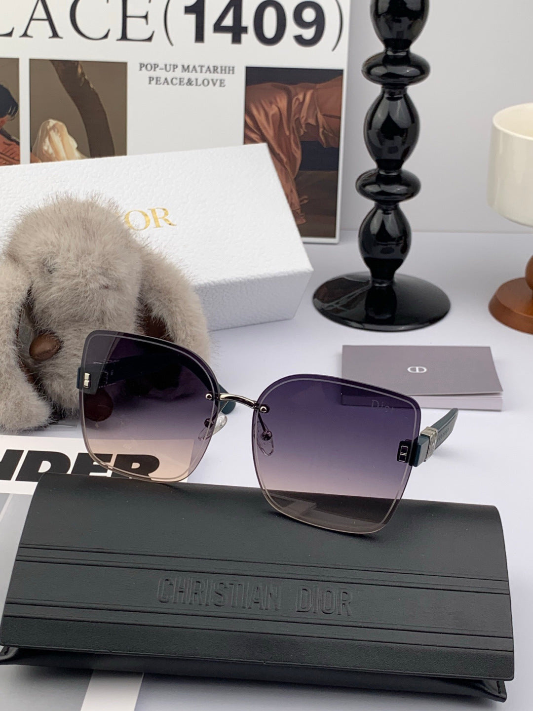 Dior Square Gold Lens Sunglasses for Women - 934553 - detail image 4