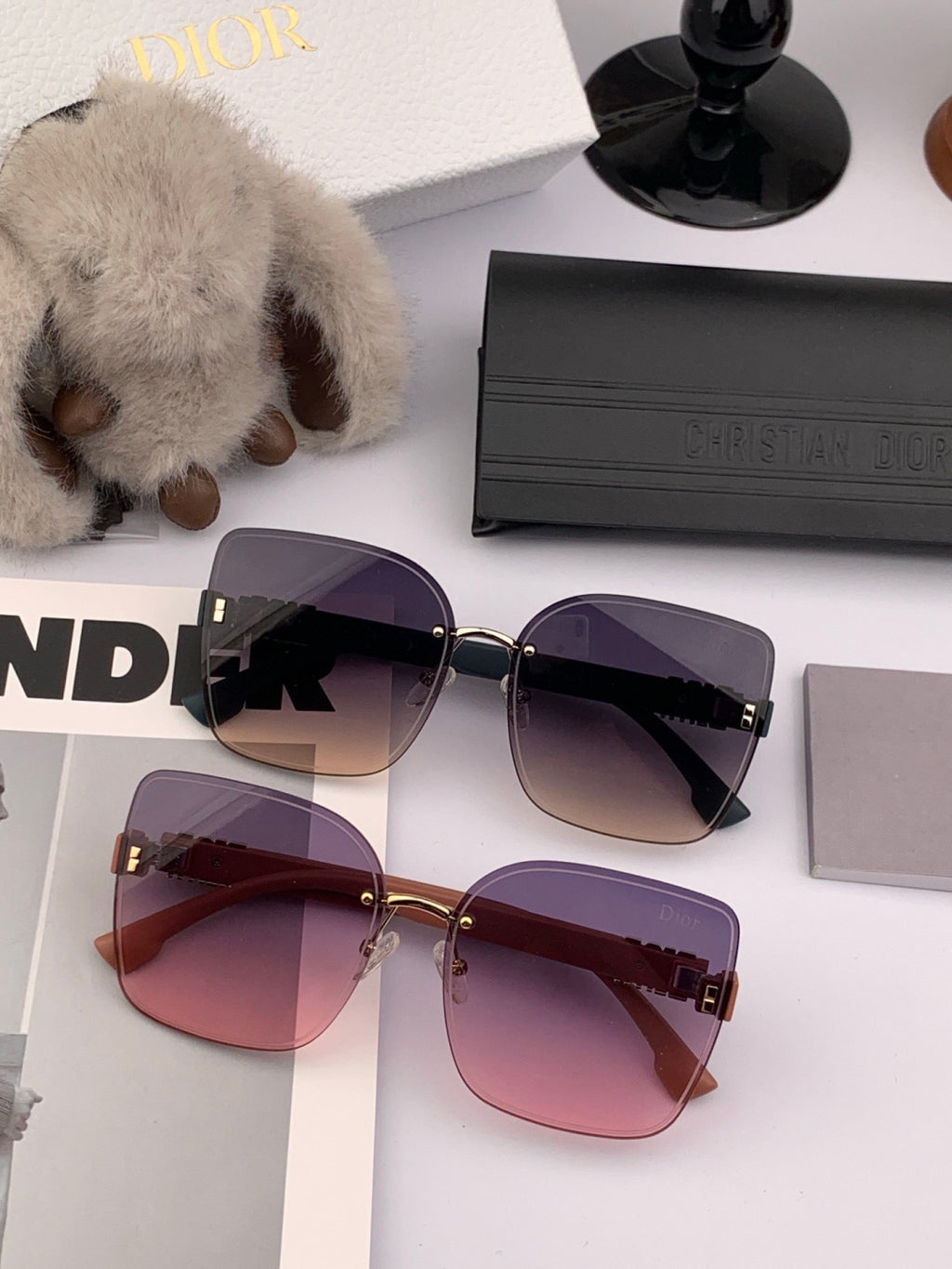 Dior Square Gold Lens Sunglasses for Women - 934553 - detail image 7