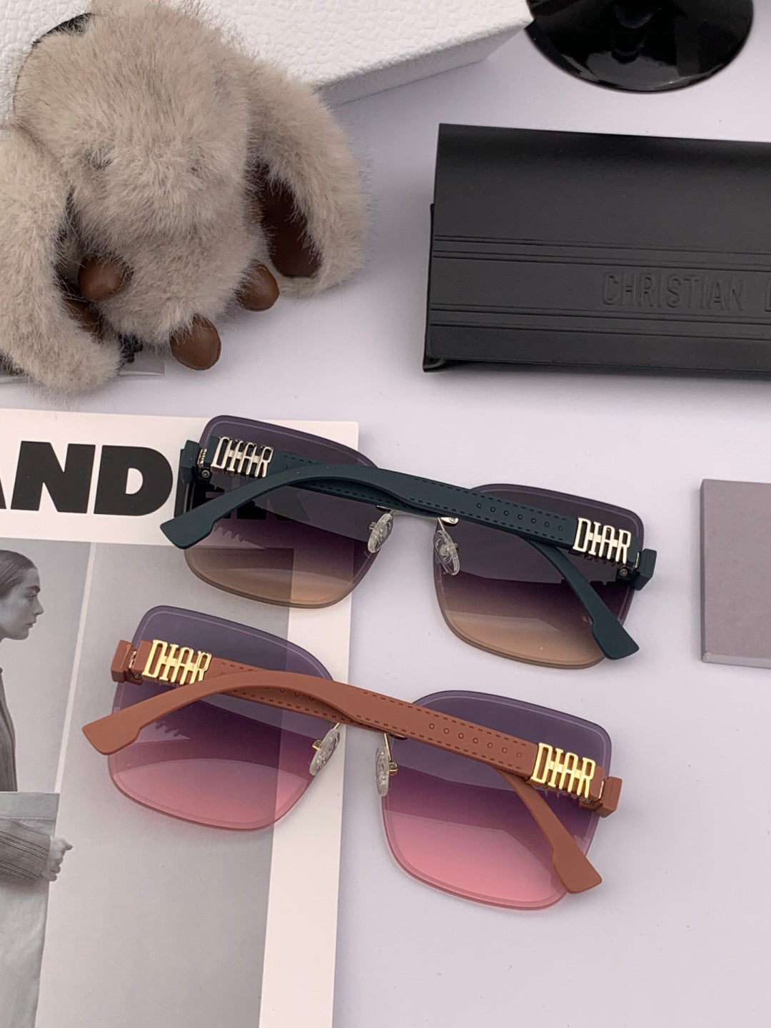 Dior Square Gold Lens Sunglasses for Women - 934553 - detail image 6