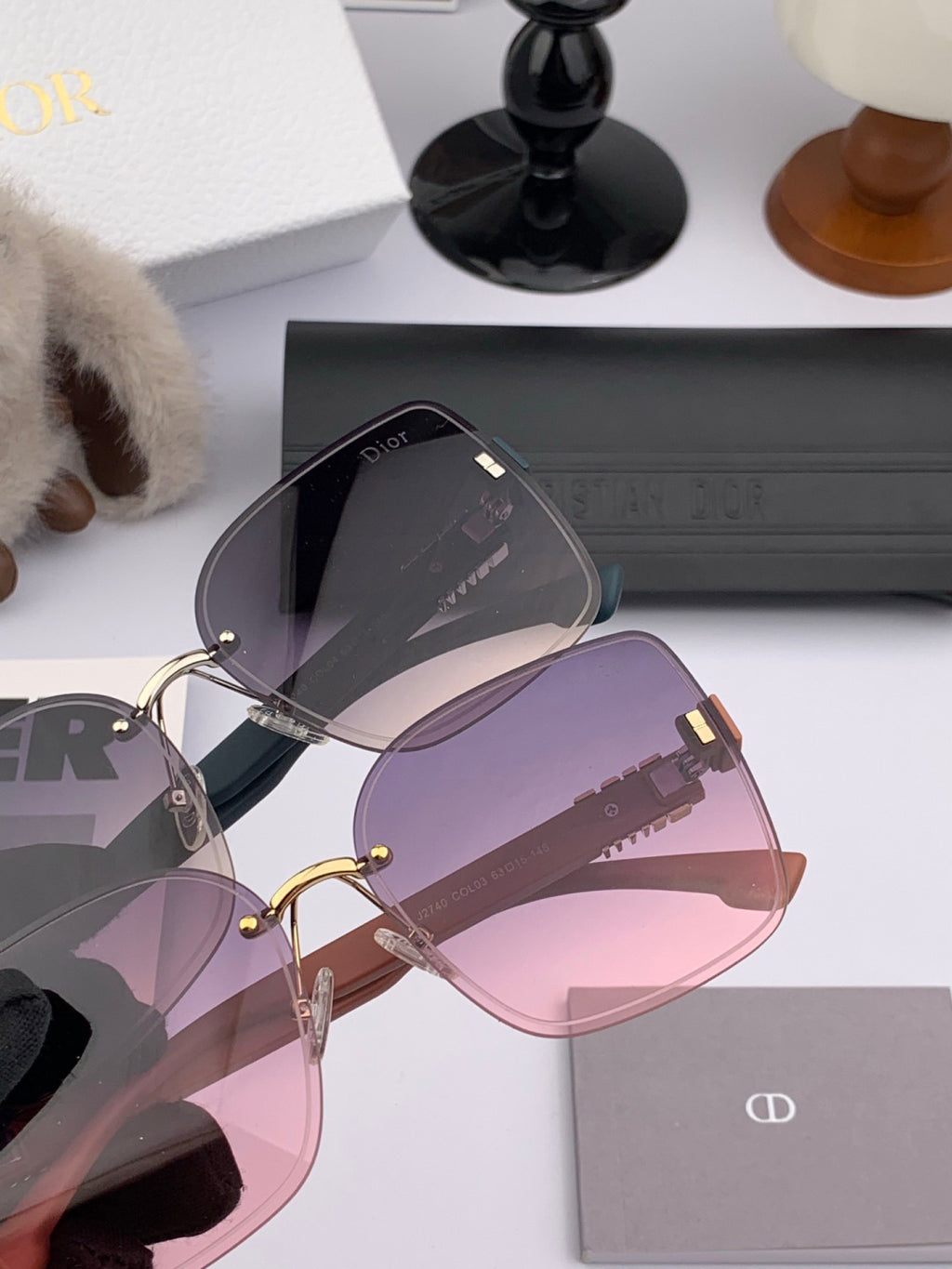 Dior Square Gold Lens Sunglasses for Women - 934553 - detail image 5