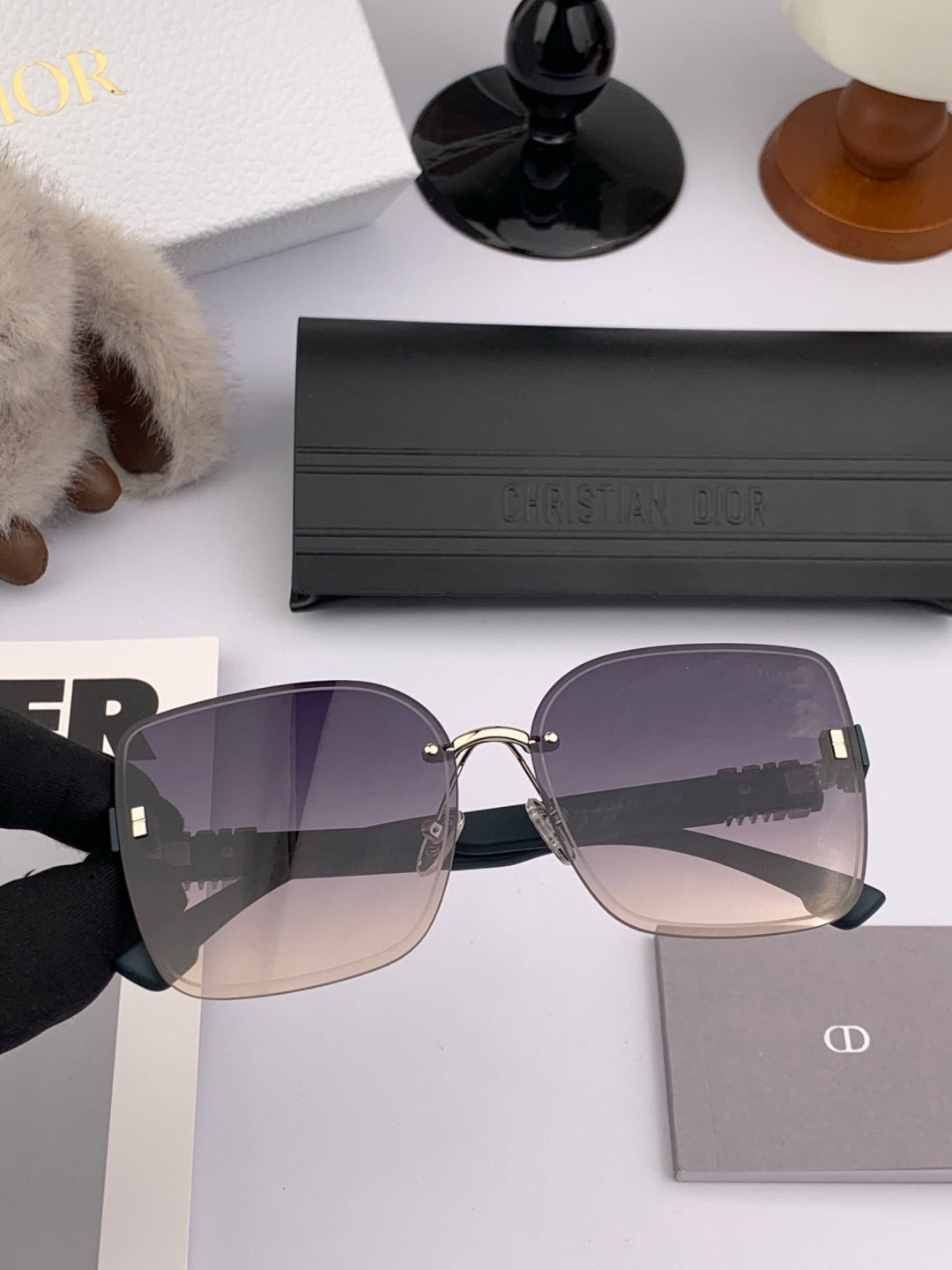 Dior Square Gold Lens Sunglasses for Women - 934553 - detail image 2