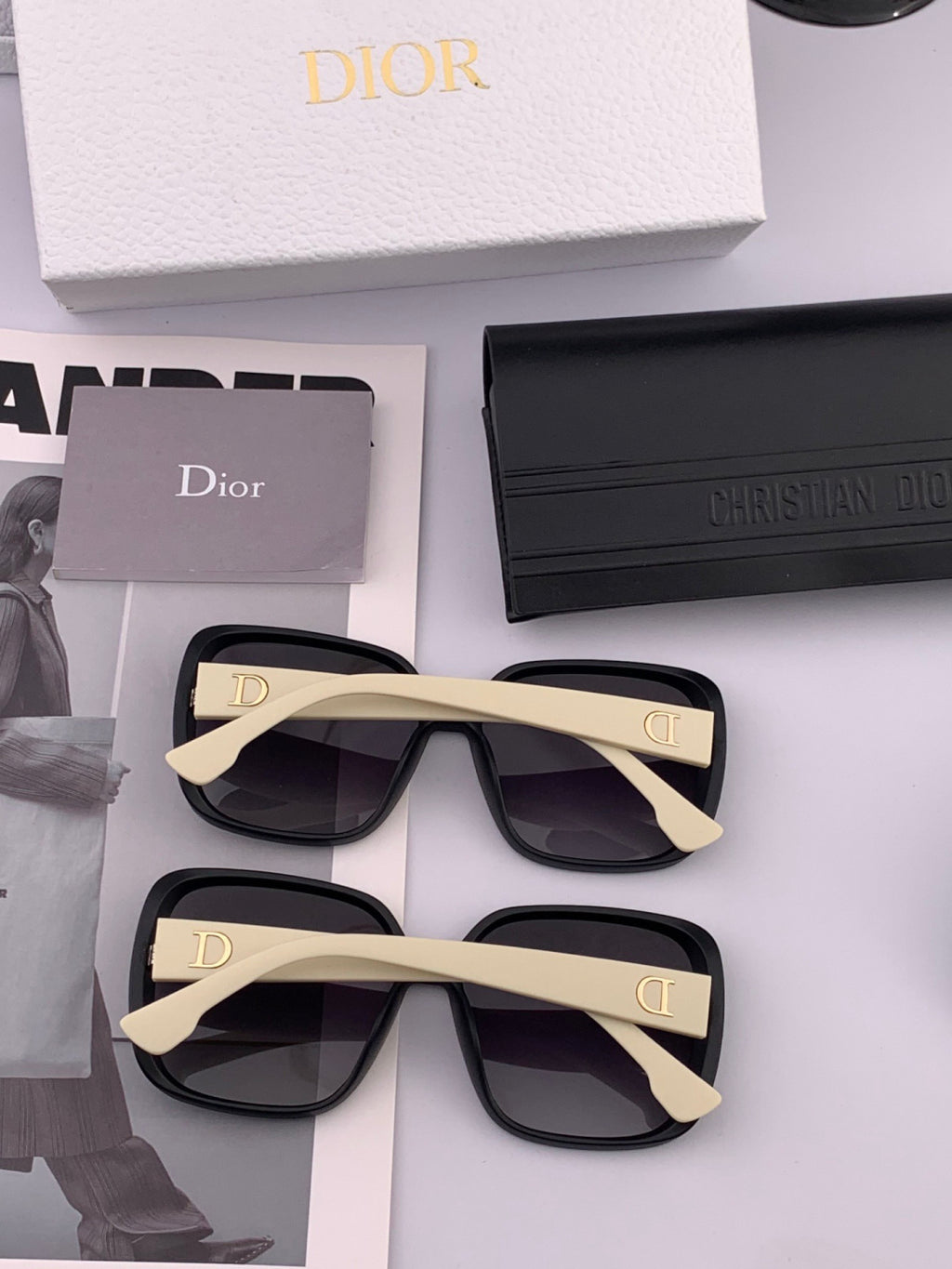 Dior D7277 Polarized Square Black Lens Sunglasses for Men & Women - 934554 - detail image 6