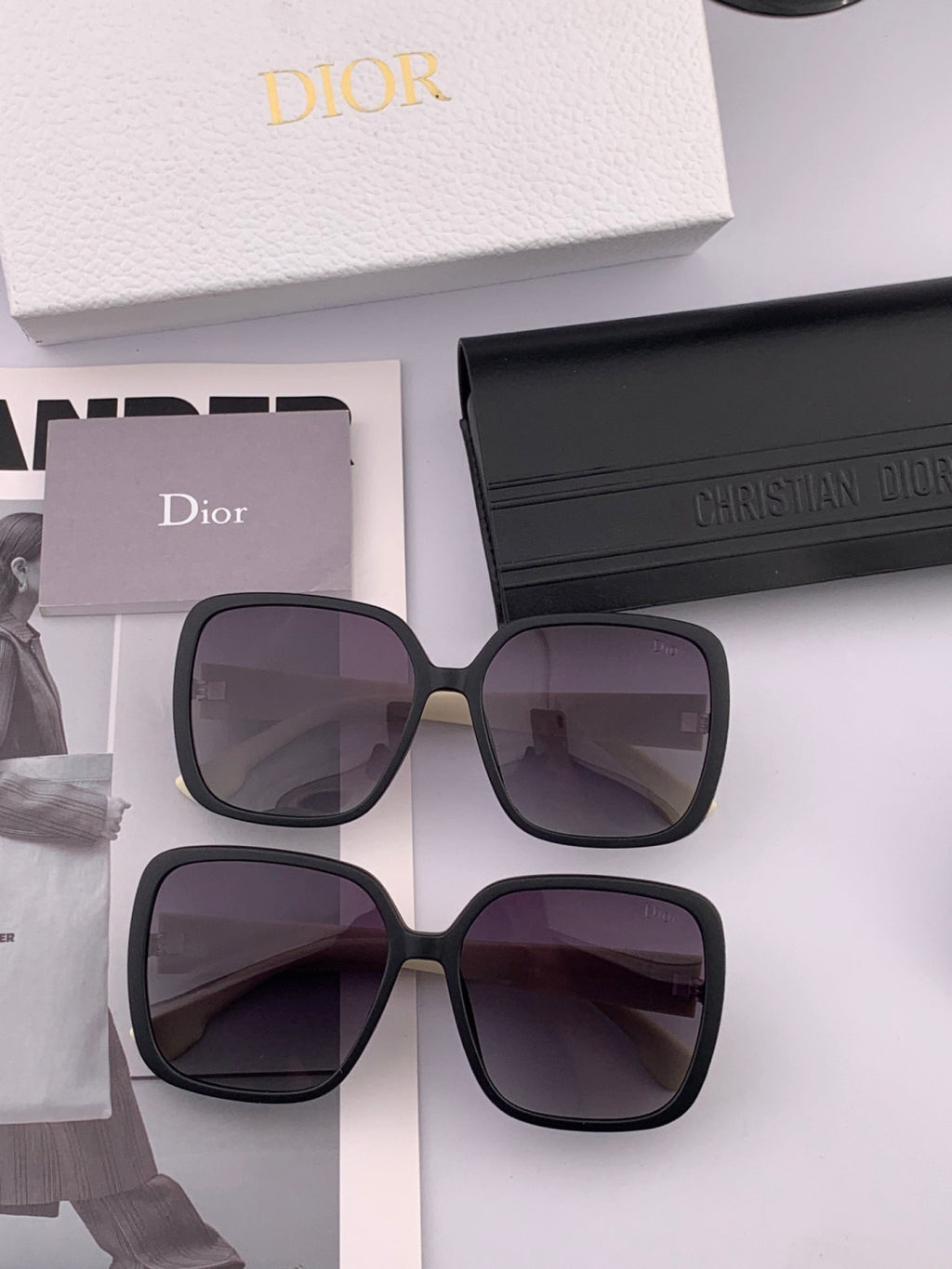 Dior D7277 Polarized Square Black Lens Sunglasses for Men & Women - 934554 - detail image 7