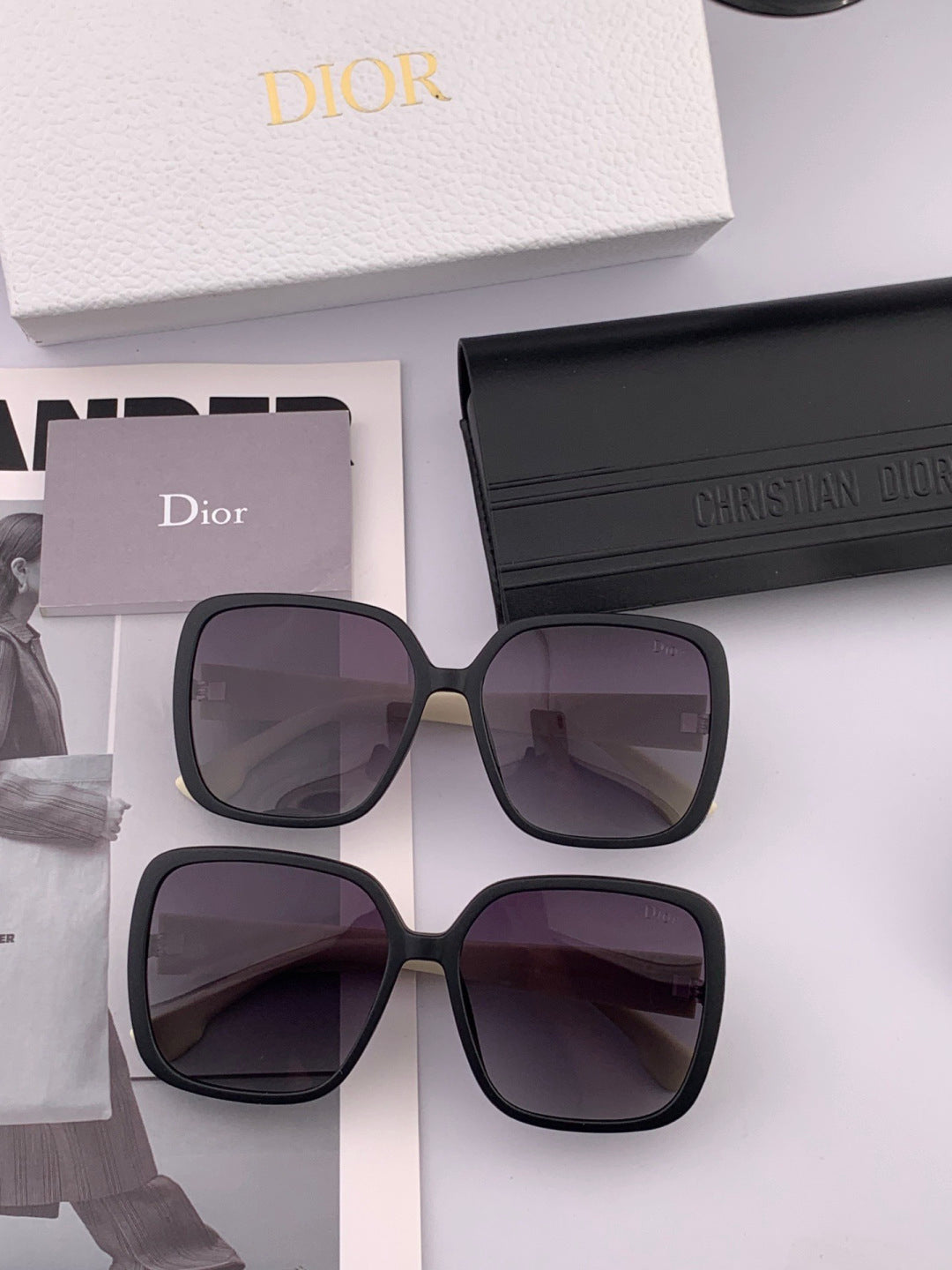Dior D7277 Polarized Square Black Lens Sunglasses for Men & Women - 934554 - detail image 7