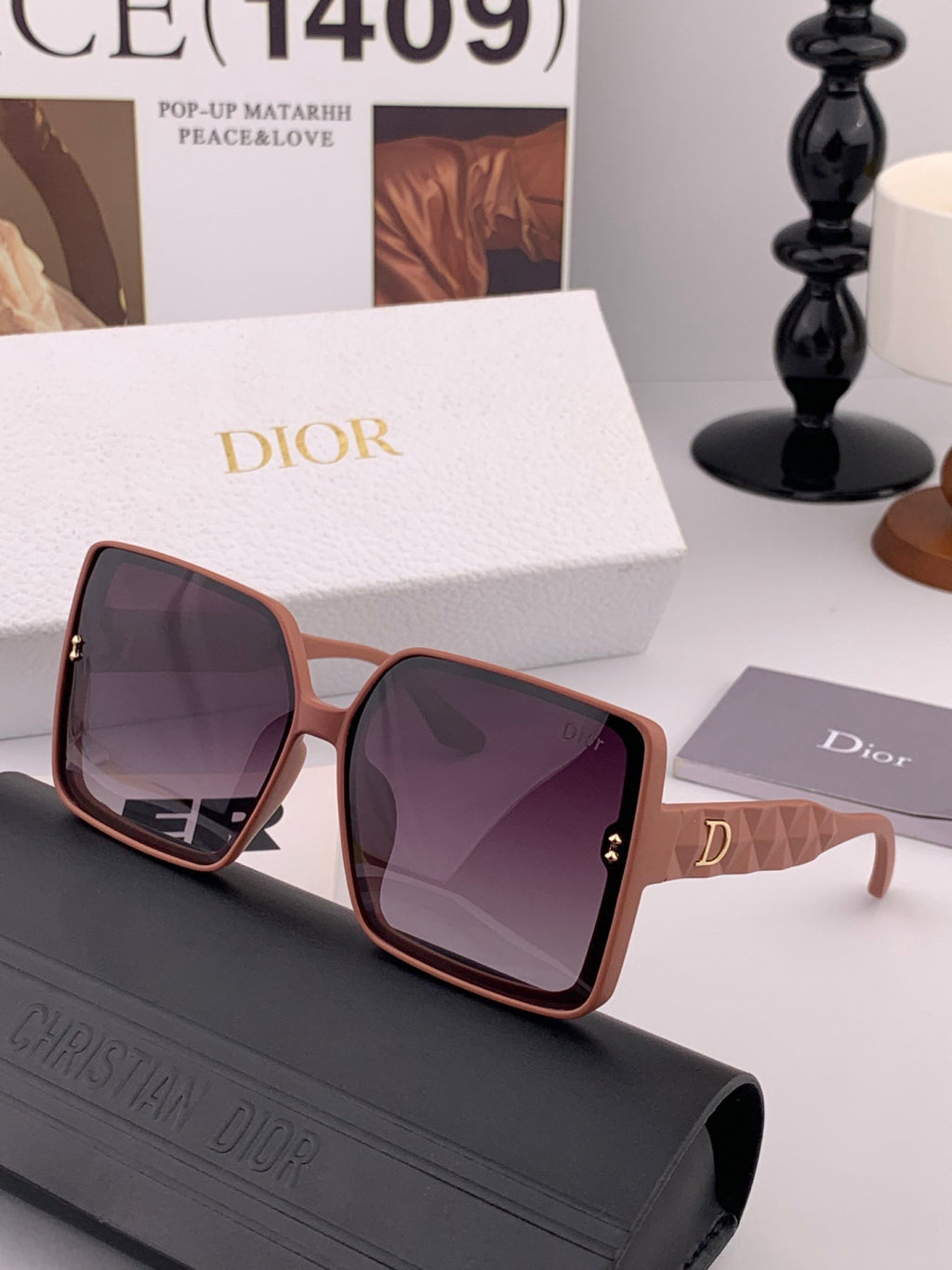 Dior CD3227 Polarized Square Brown Lens Sunglasses for Women - detail image 2