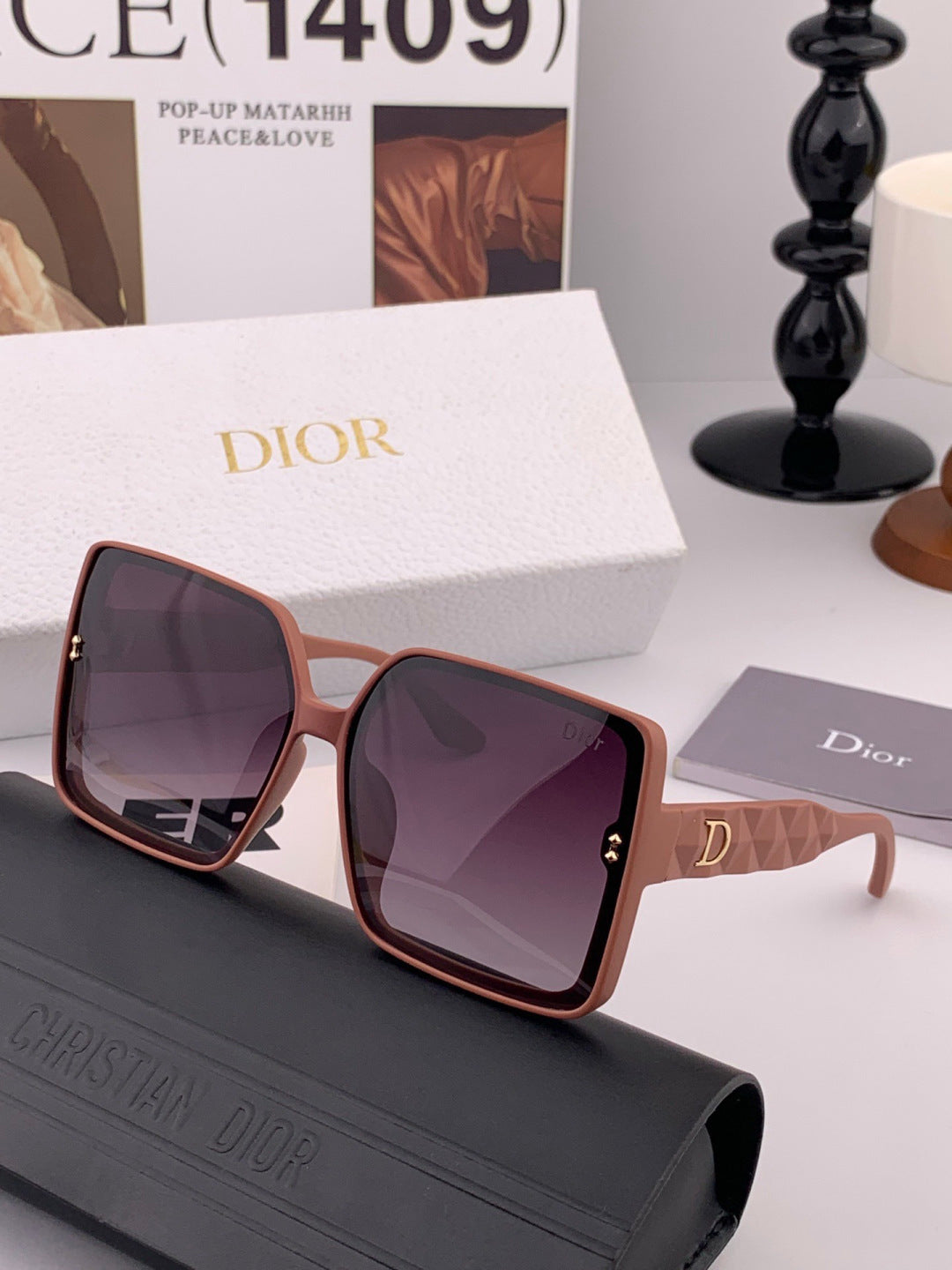 Dior CD3227 Polarized Square Brown Lens Sunglasses for Women - detail image 2