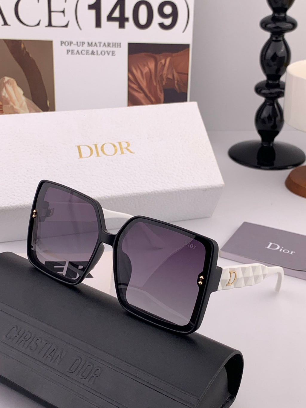 Dior CD3227 Polarized Square Brown Lens Sunglasses for Women - detail image 3