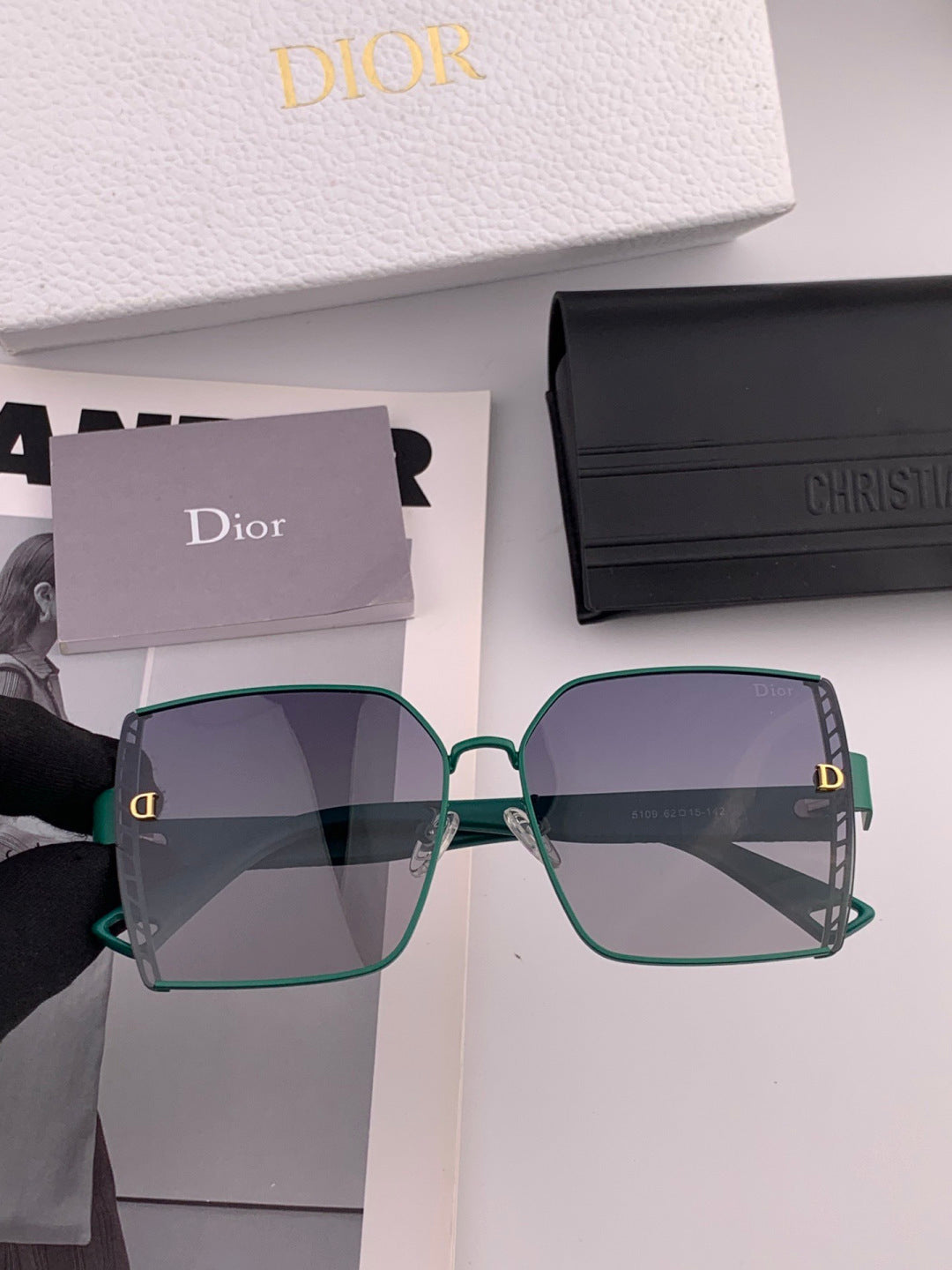 Dior CD9315 Polarized Square Red Lens Sunglasses for Women - 934547 - detail image 3