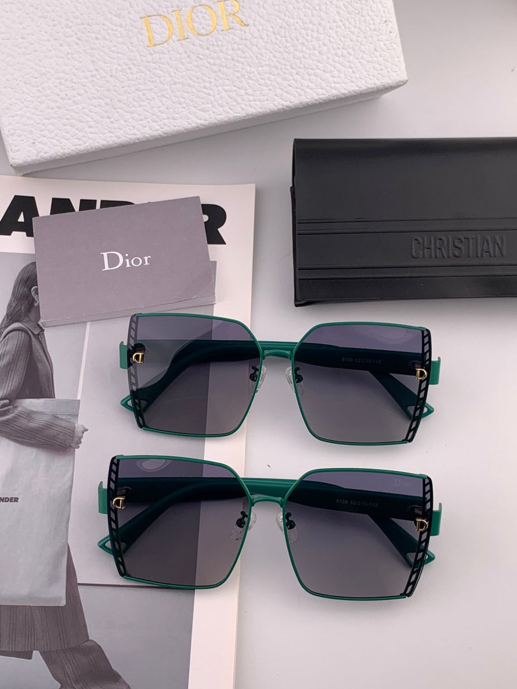 Dior CD9315 Polarized Square Red Lens Sunglasses for Women - 934547 - detail image 6