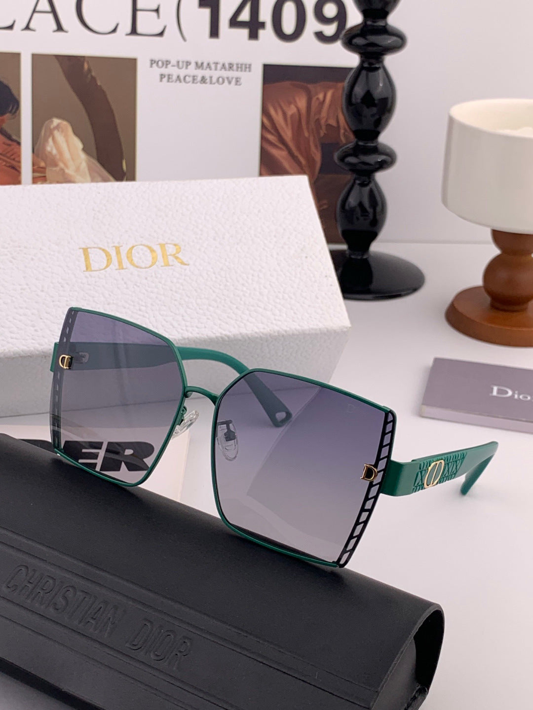 Dior CD9315 Polarized Square Red Lens Sunglasses for Women - 934547 - detail image 2