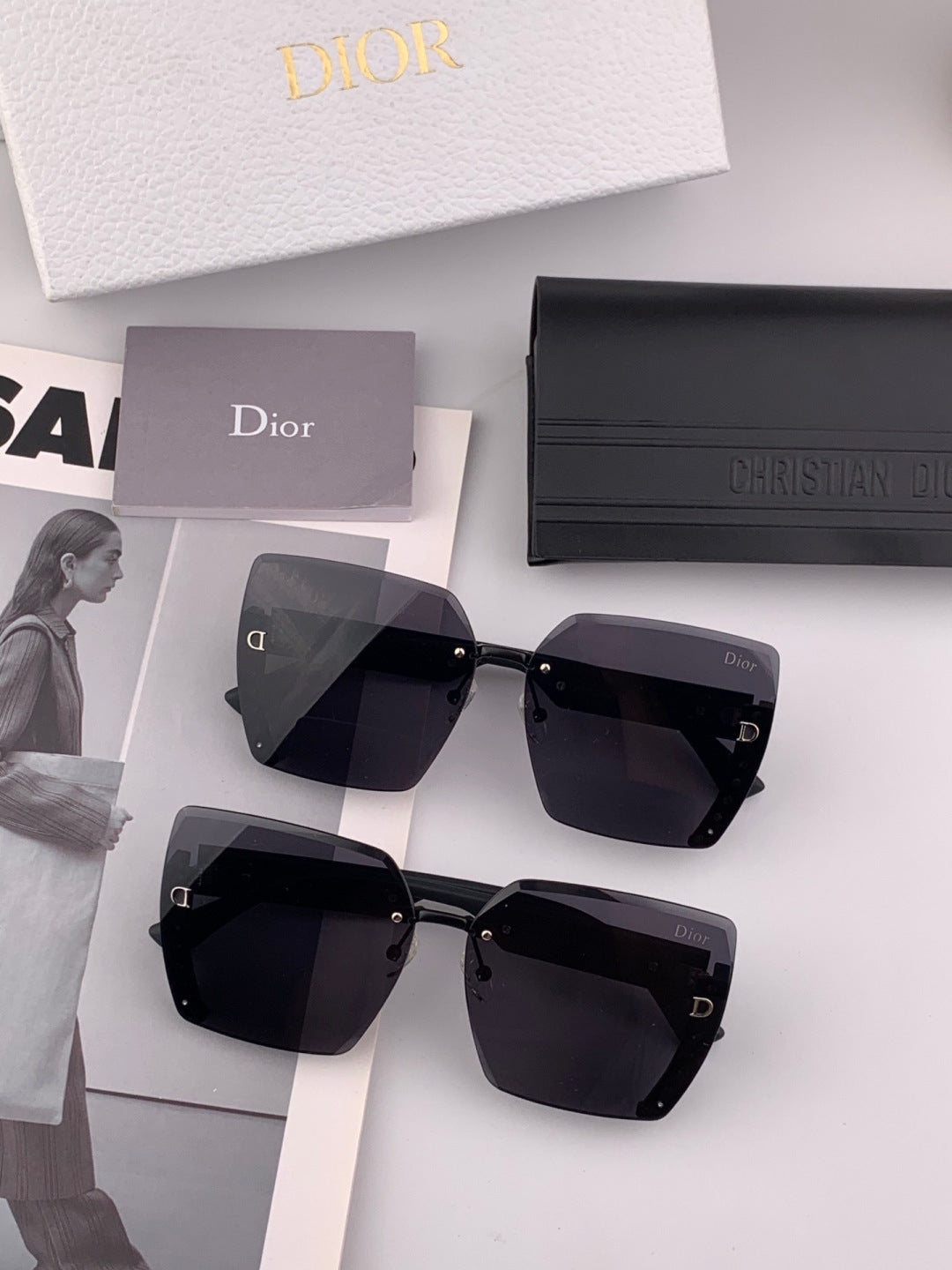 Dior CD0291 Square Black Lens Sunglasses for Women - detail image 7