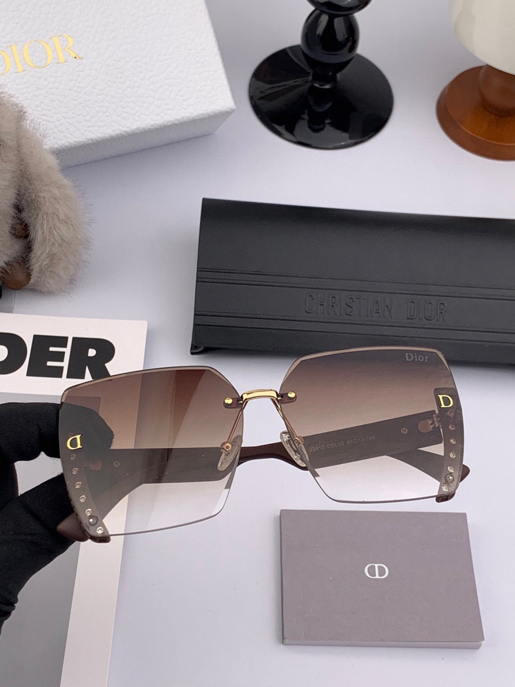 Dior CD0291 Square Black Lens Sunglasses for Women