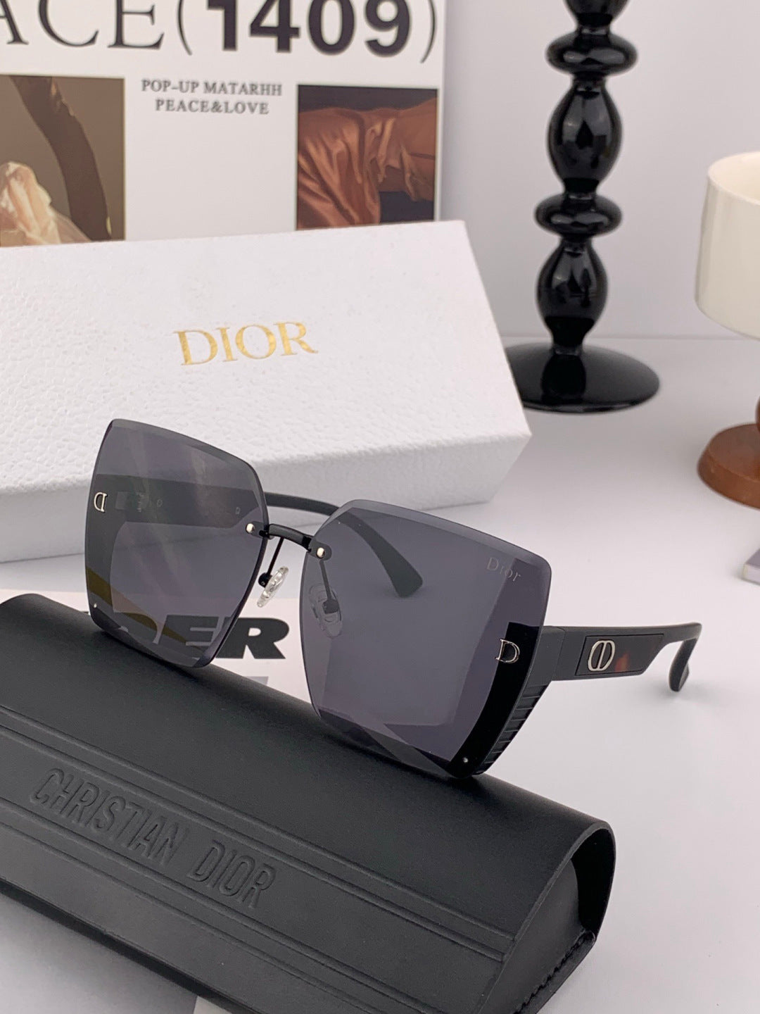 Dior CD0291 Square Black Lens Sunglasses for Women - detail image 5
