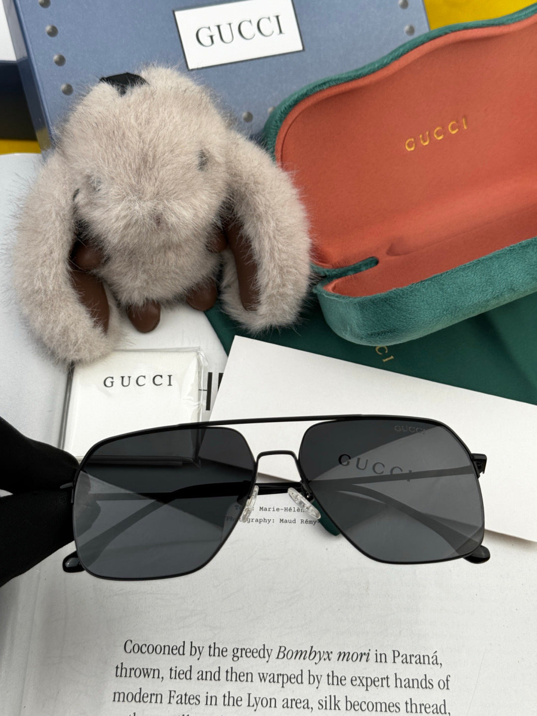 Gucci G0702 Polarized Aviator Gold Lens Sunglasses for Men