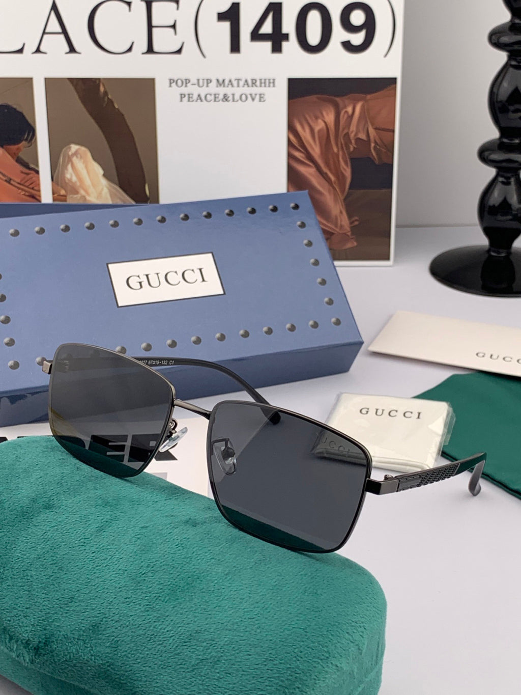 Gucci G78902 Polarized Aviator Red Lens Sunglasses for Men - detail image 4