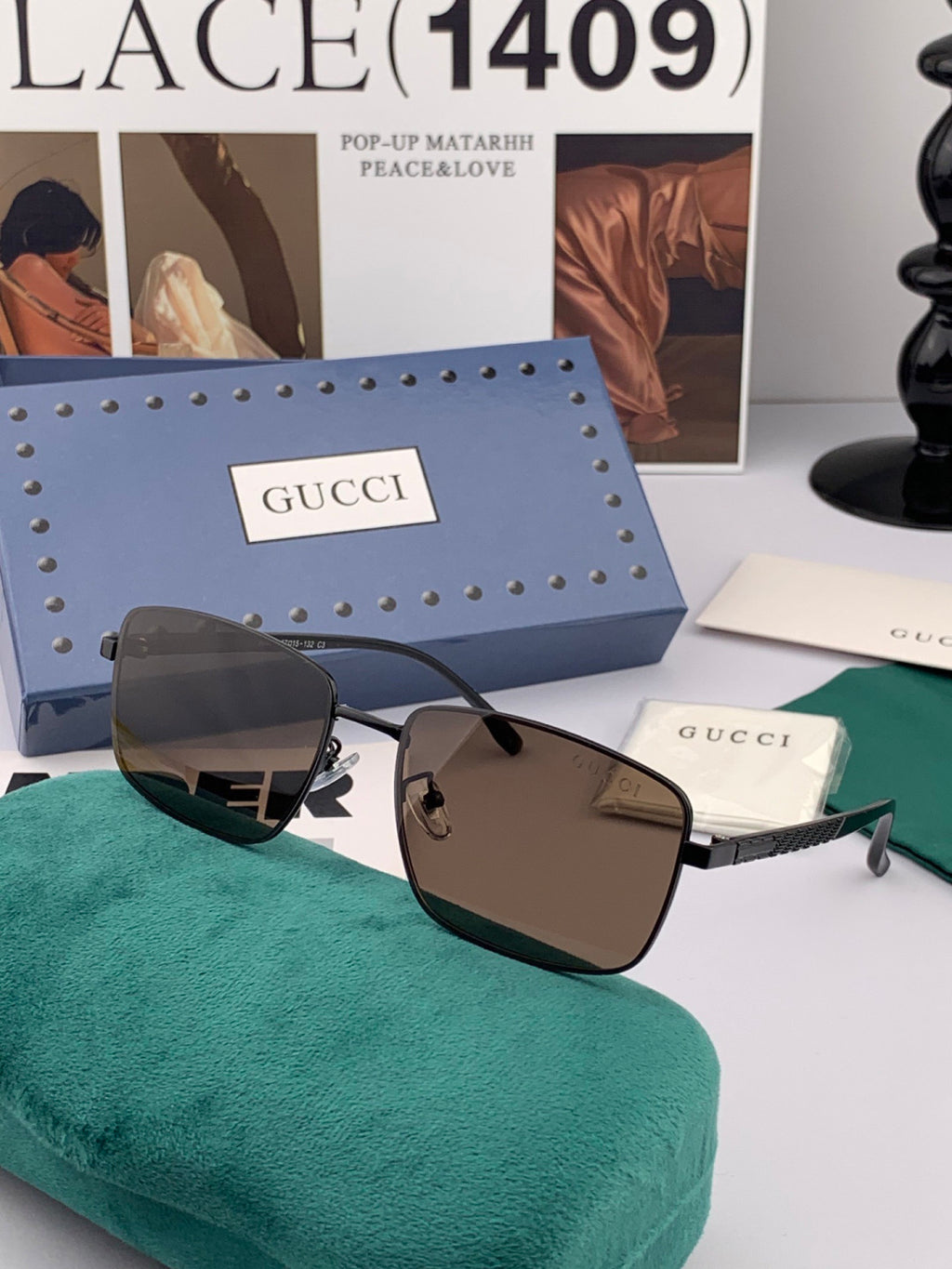 Gucci G78902 Polarized Aviator Red Lens Sunglasses for Men - detail image 5