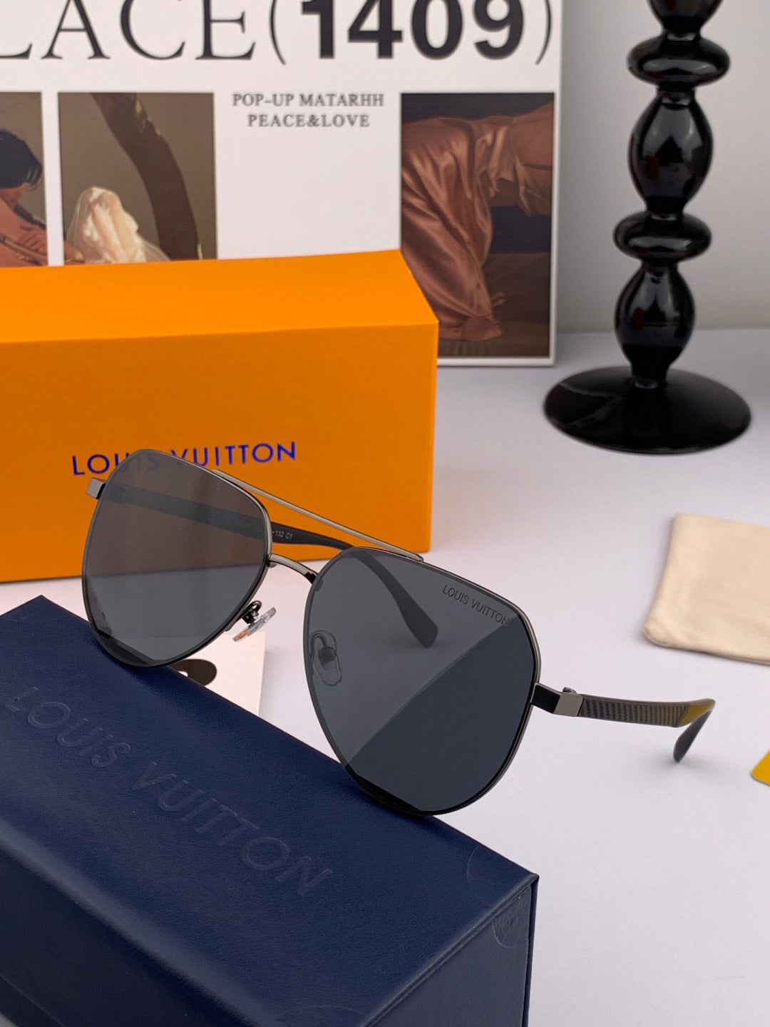 Louis Vuitton L08902 Polarized Aviator Red Lens Sunglasses for Men - detail image 6