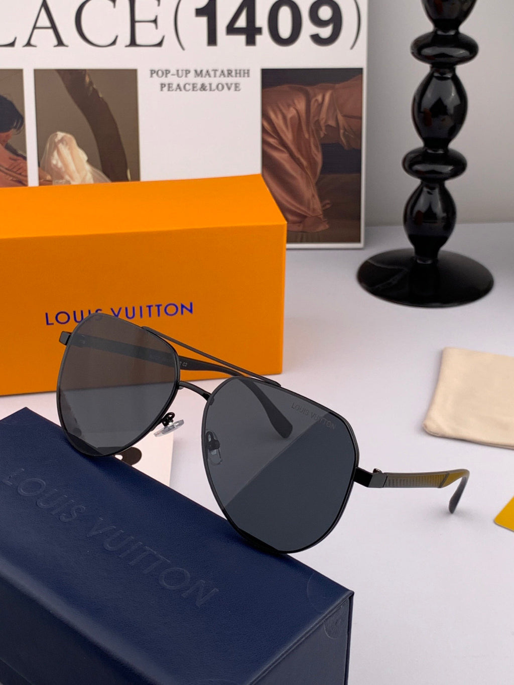Louis Vuitton L08902 Polarized Aviator Red Lens Sunglasses for Men - detail image 4